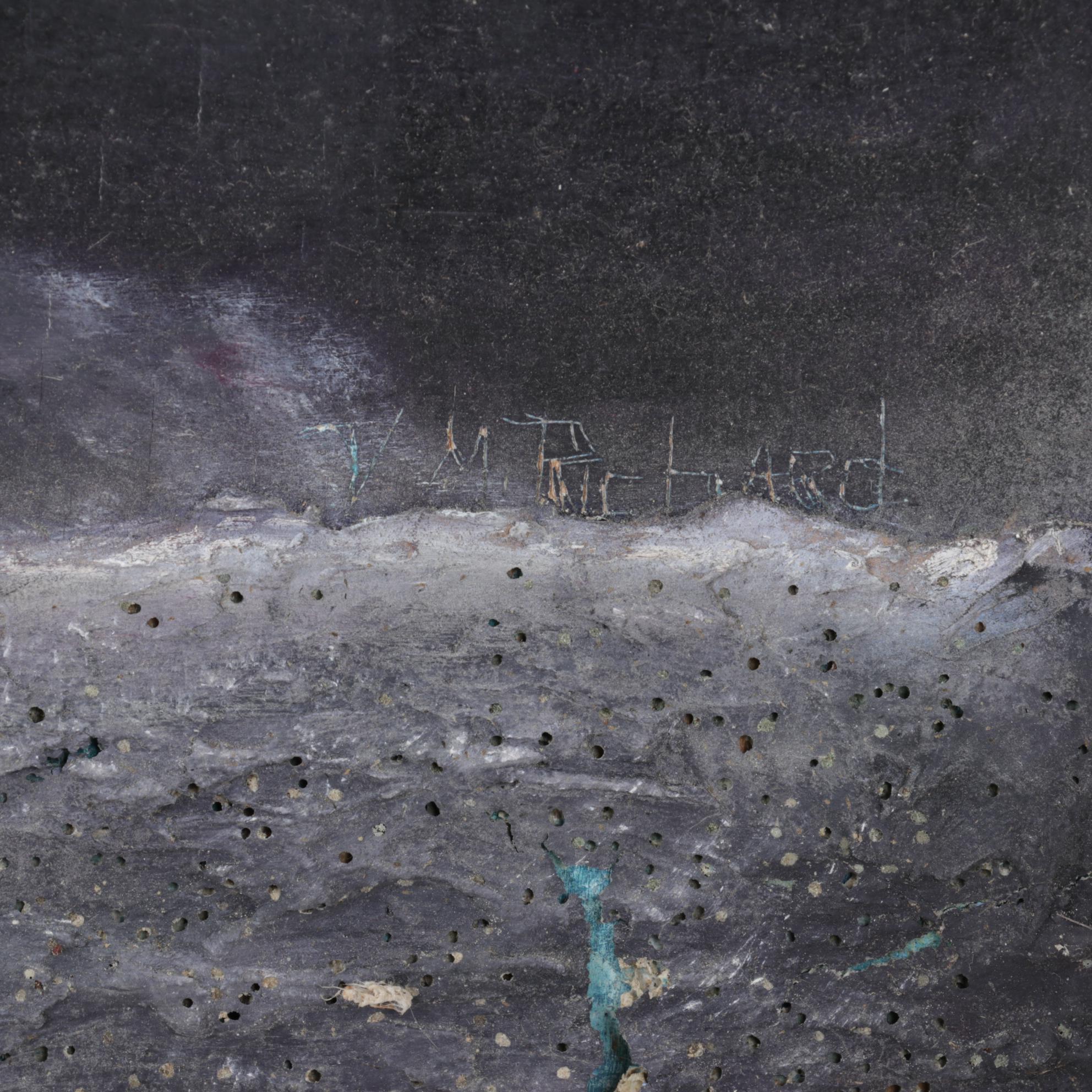 J. M. Richard Mixed Media Painting of Titanic and Icebergs, Late 20th Century