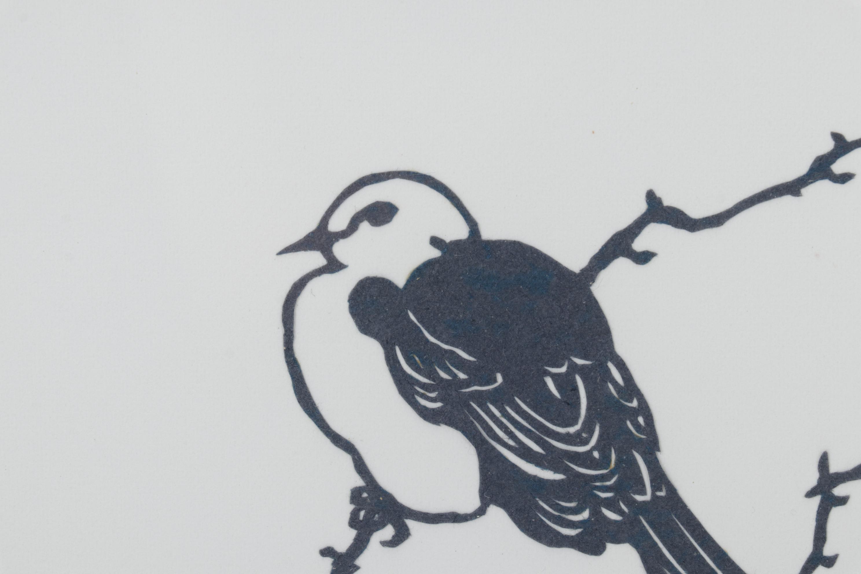 Chinese Paper Cut Outs of Birds and Potted Plant