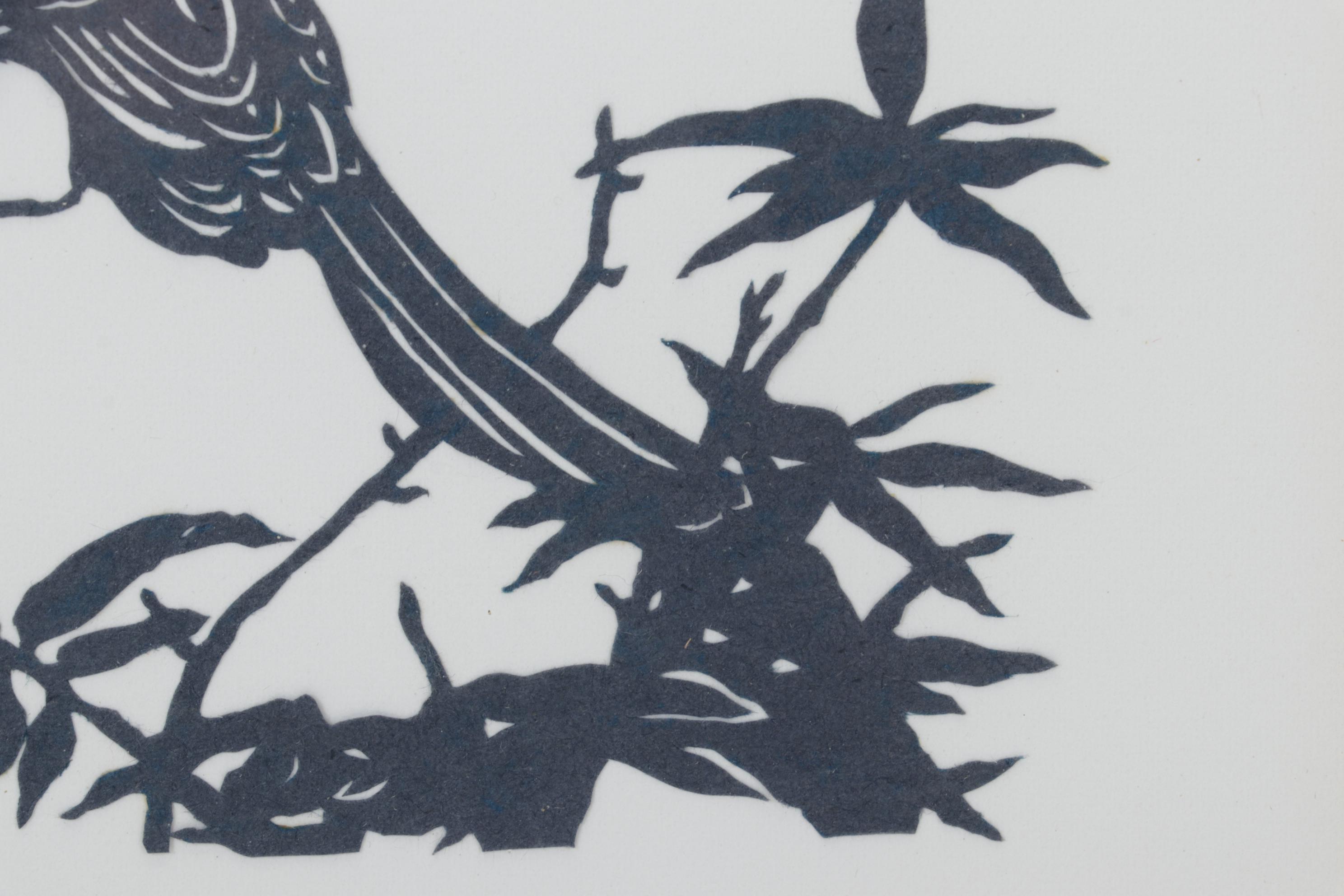 Chinese Paper Cut Outs of Birds and Potted Plant