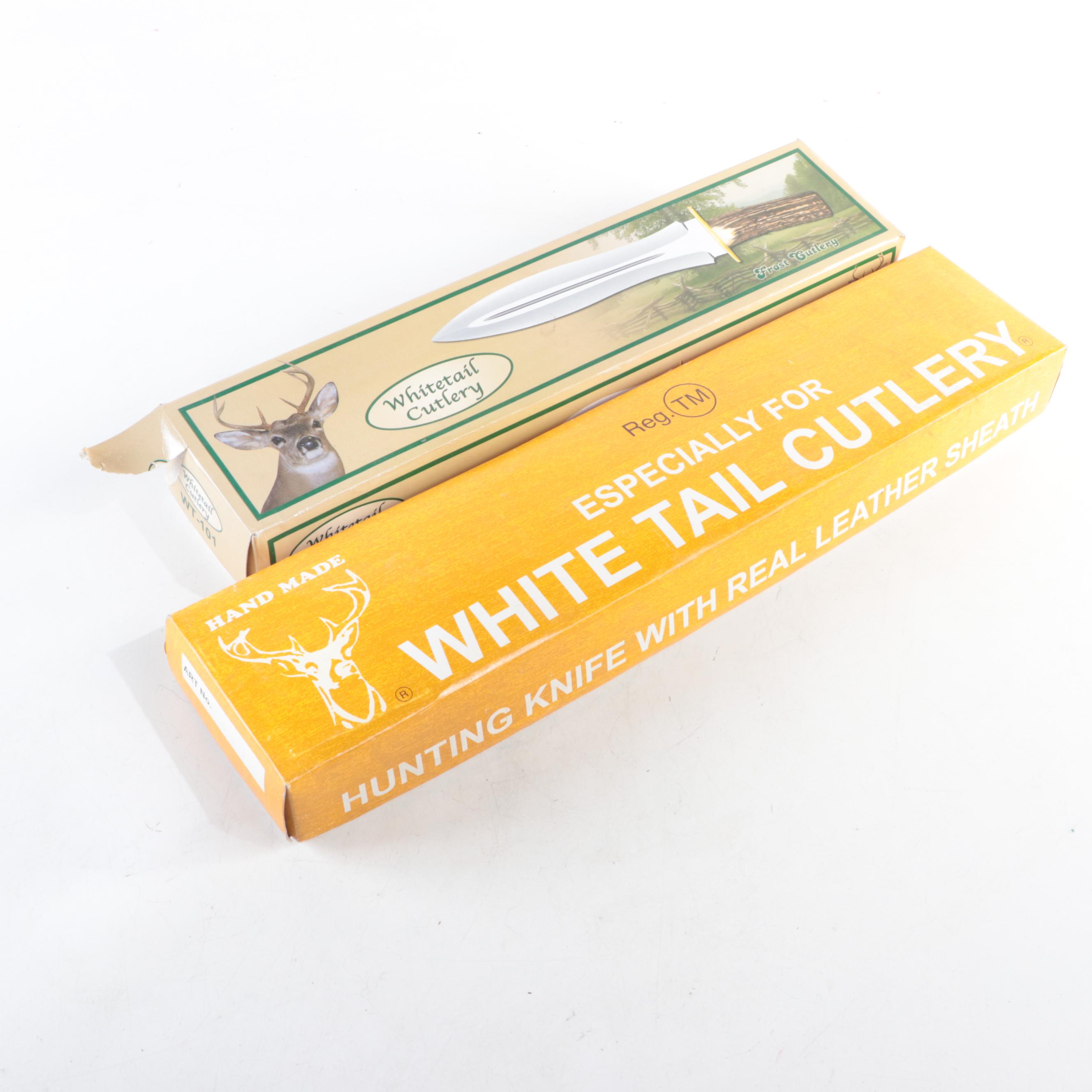 Whitetail Cutlery Antler and Bone Handled Fixed Blade Knives with Scabbards