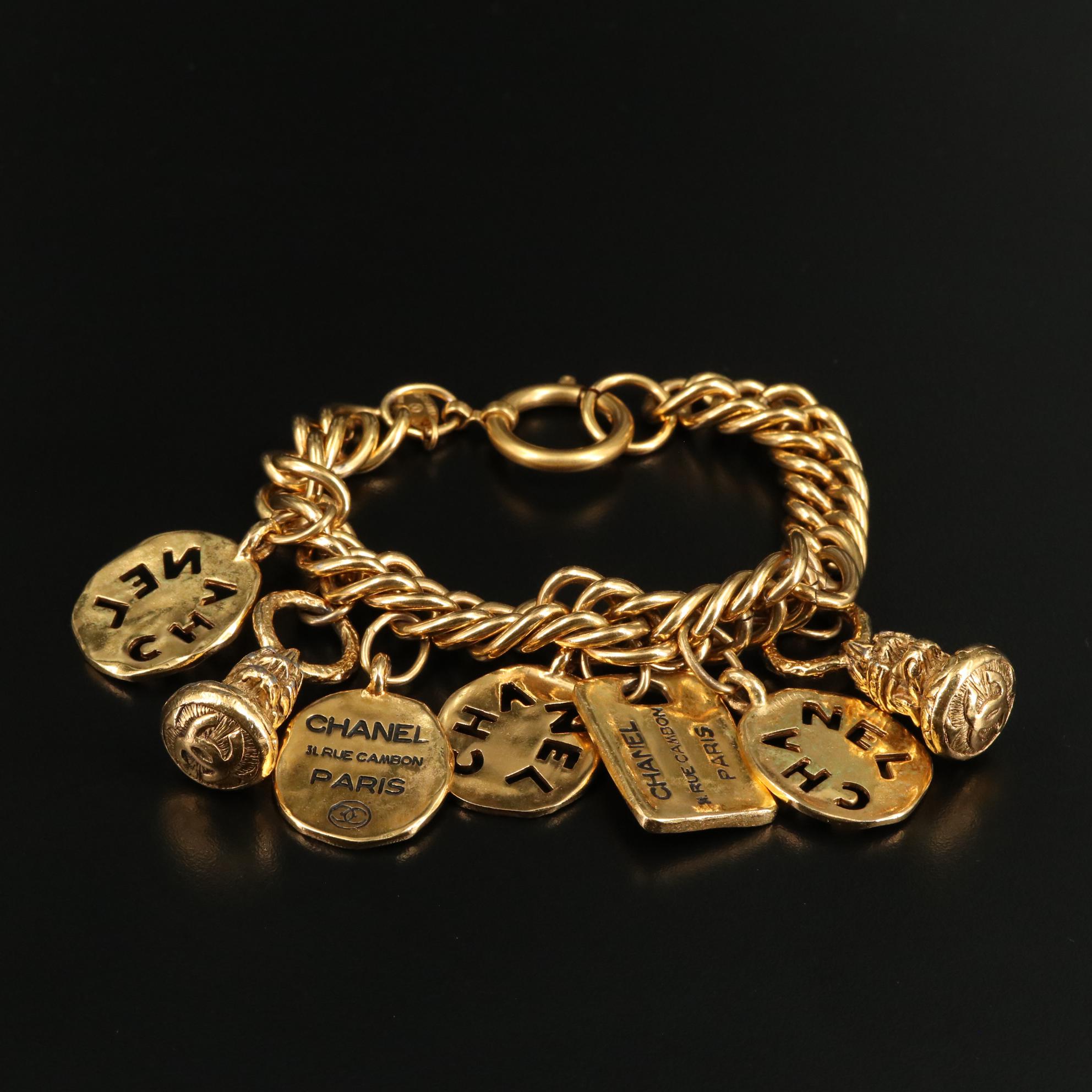 Chanel Gold Tone Charm Bracelet