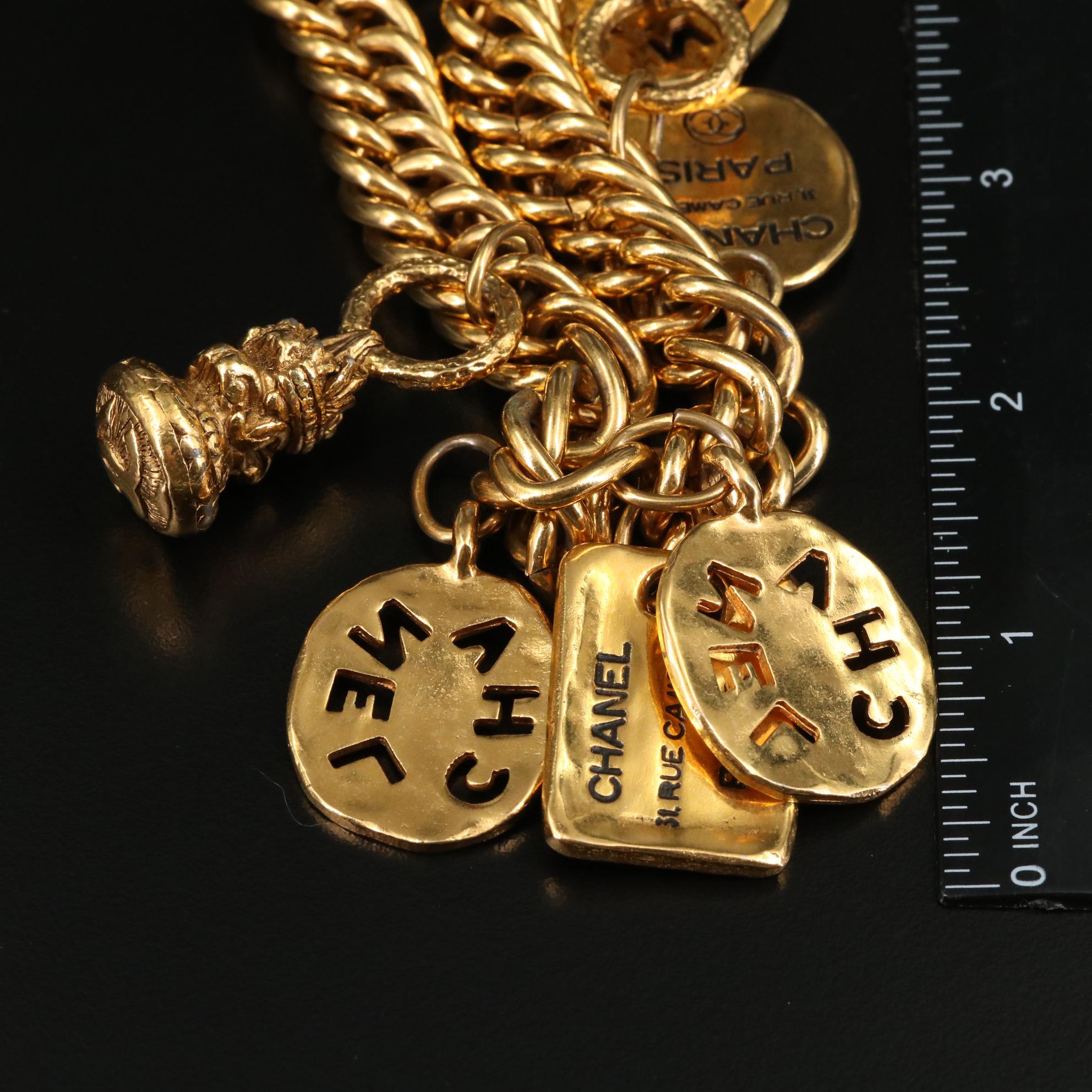 Chanel Gold Tone Charm Bracelet