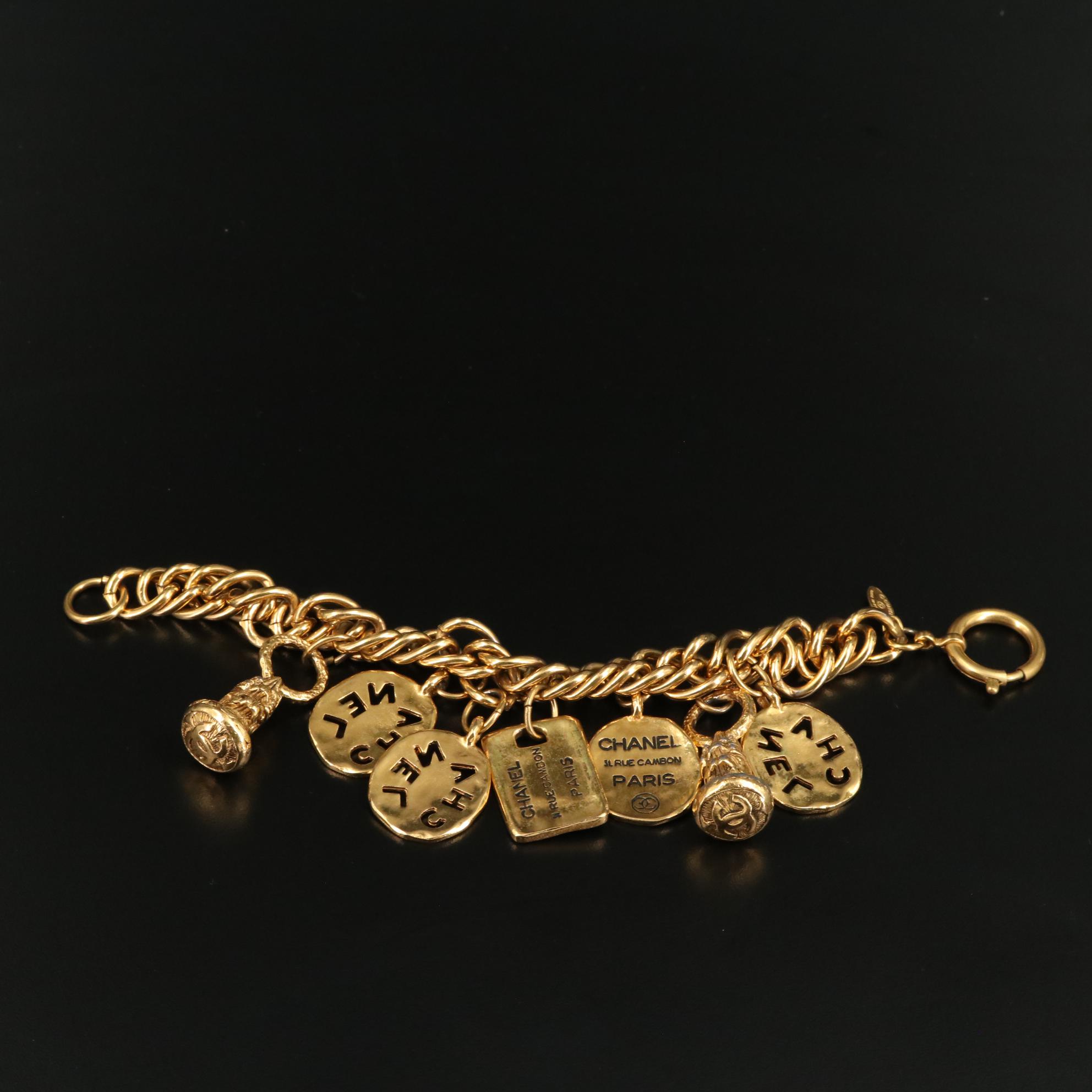 Chanel Gold Tone Charm Bracelet