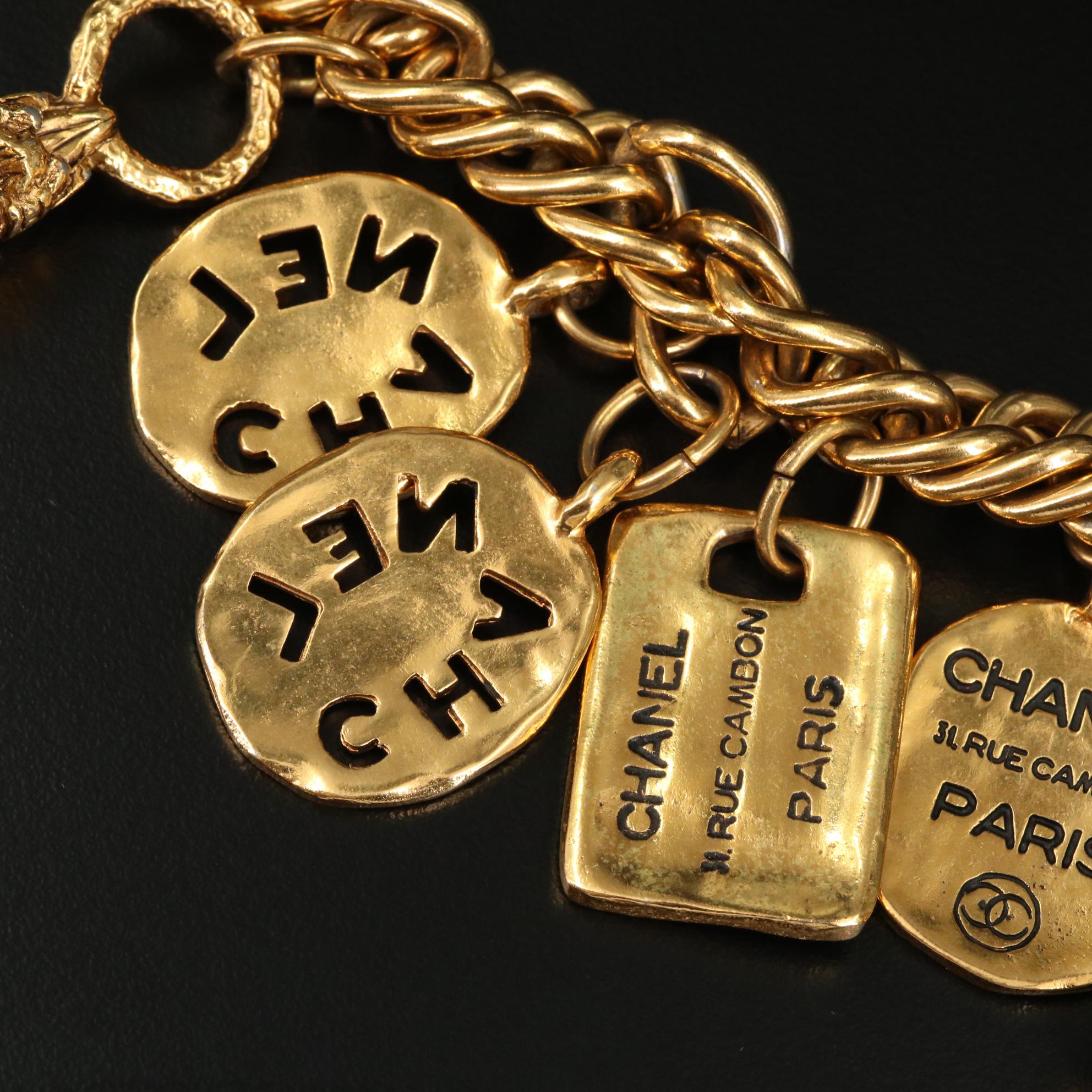 Chanel Gold Tone Charm Bracelet