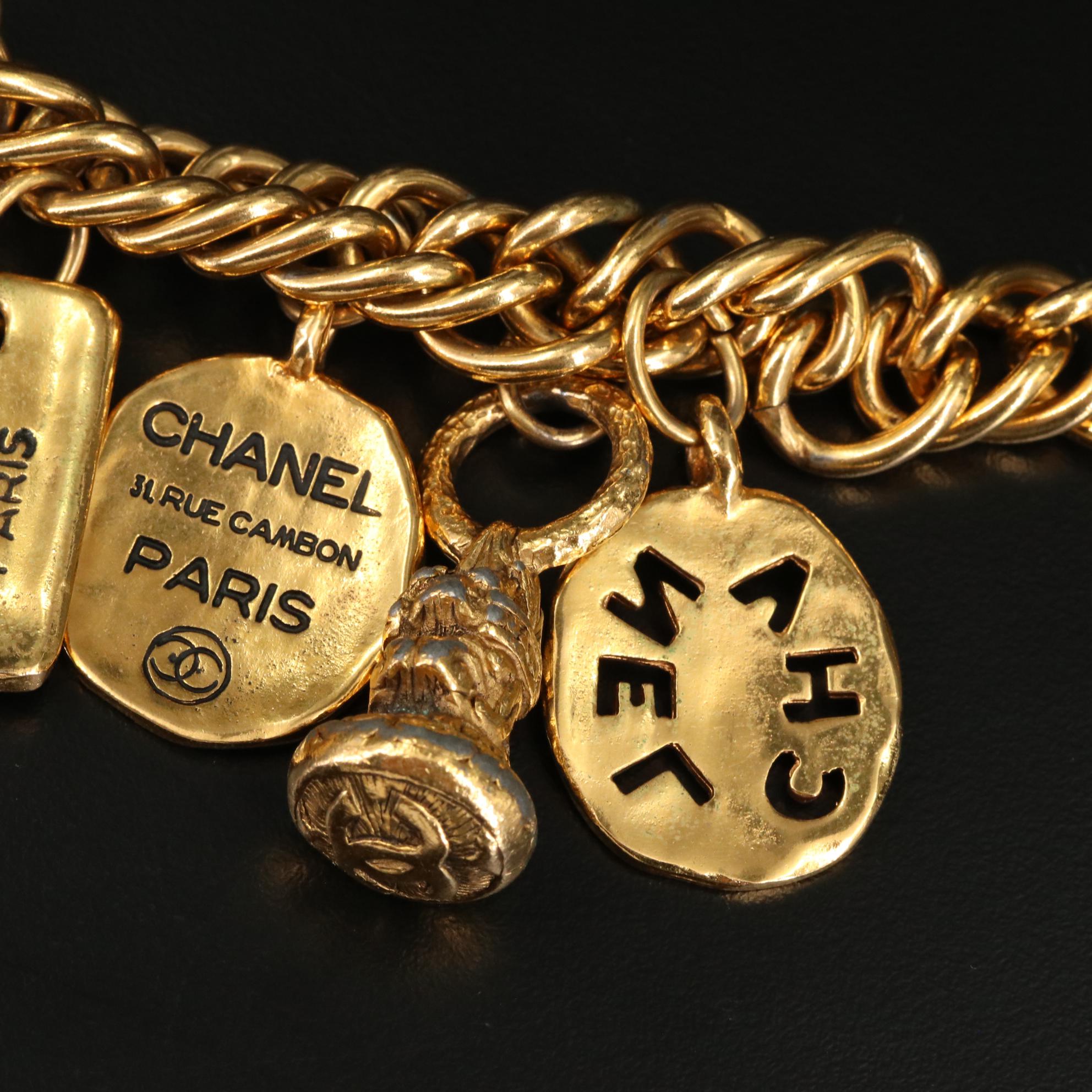 Chanel Gold Tone Charm Bracelet