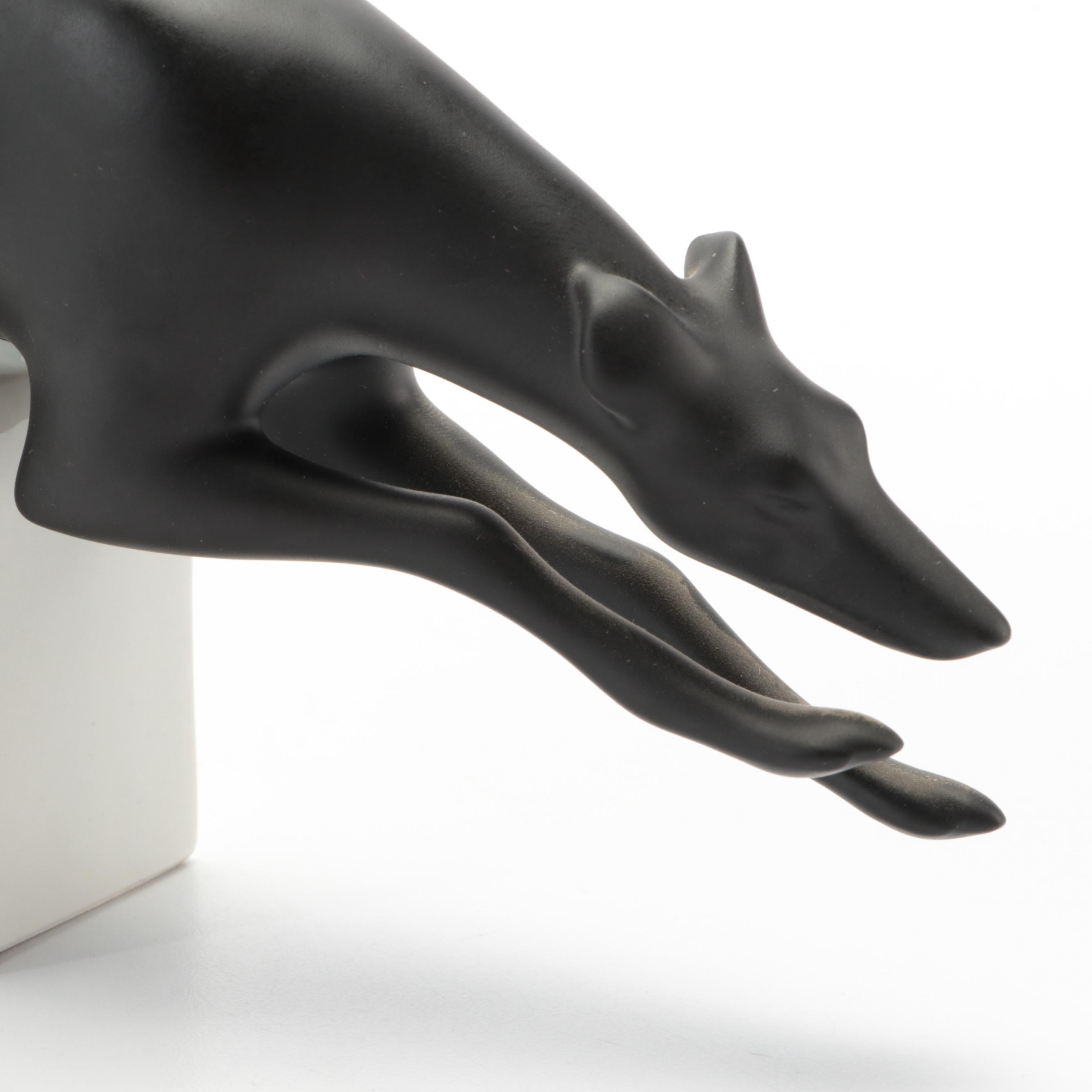 Royal Dux Bohemia Matte Glazed Porcelain Greyhound Figurine