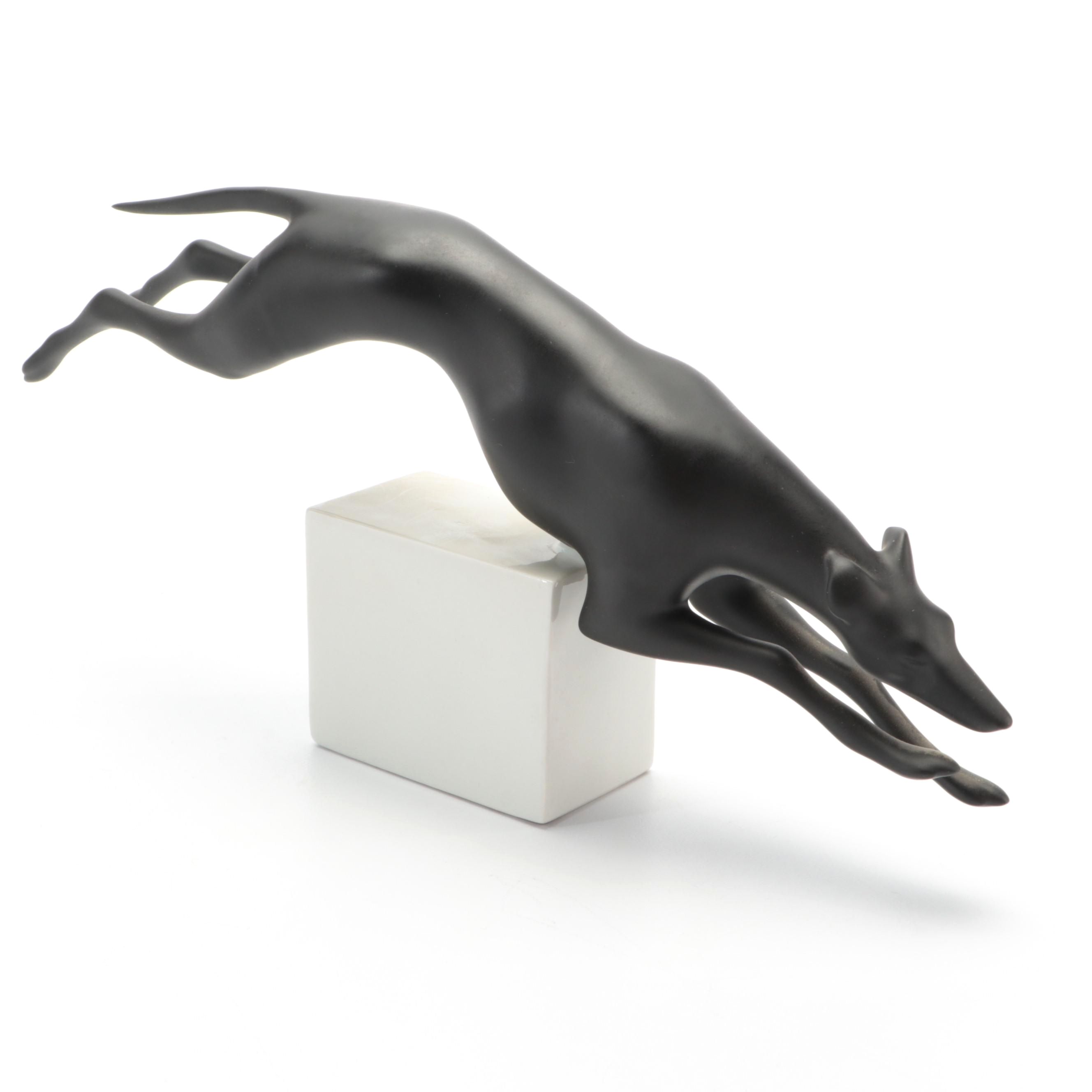 Royal Dux Bohemia Matte Glazed Porcelain Greyhound Figurine