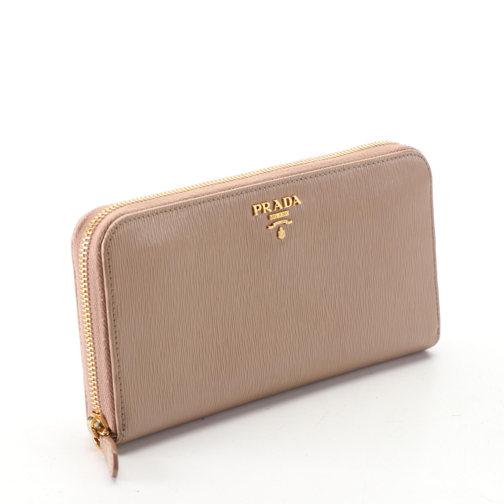 Prada Textured Leather Zip-Around Wallet