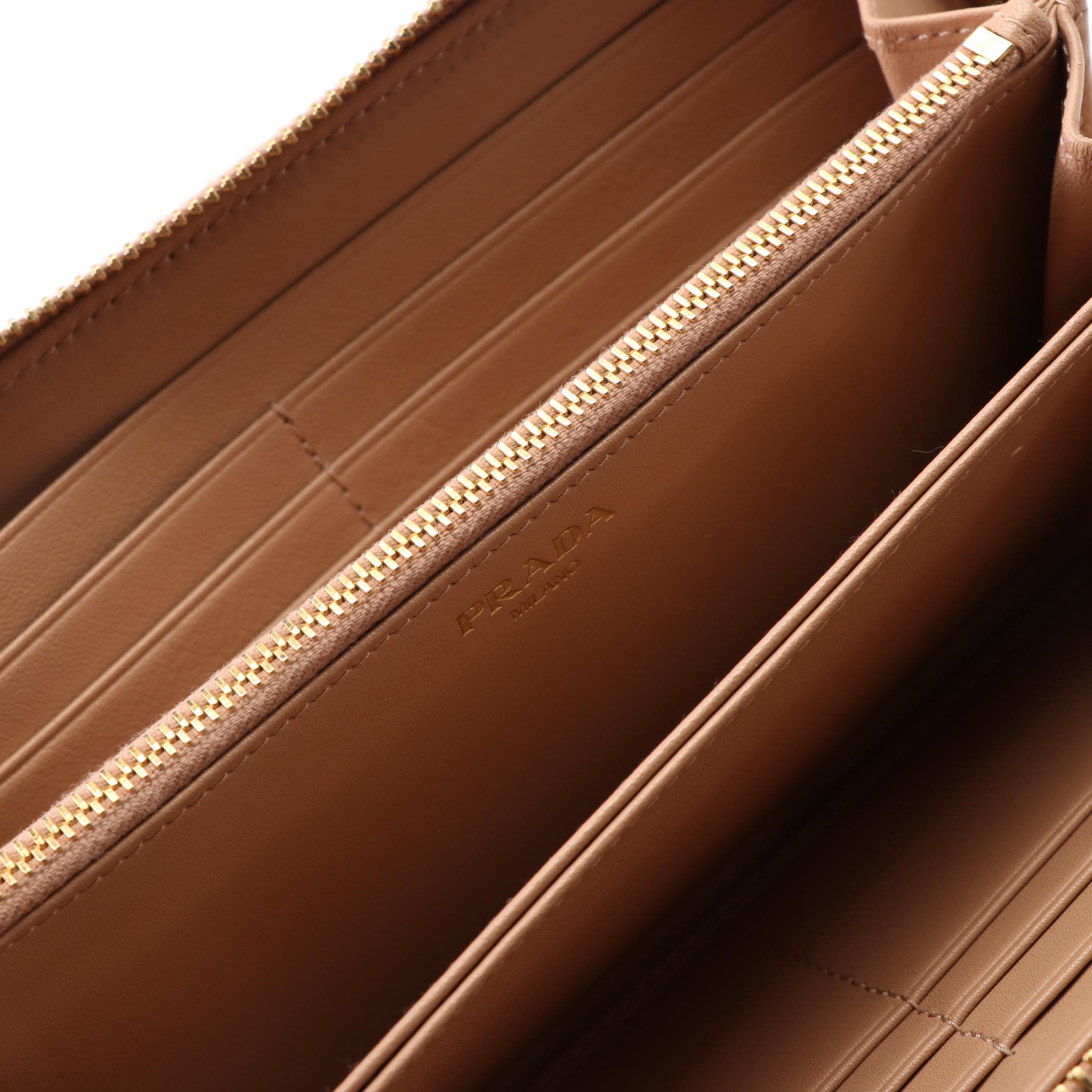 Prada Textured Leather Zip-Around Wallet