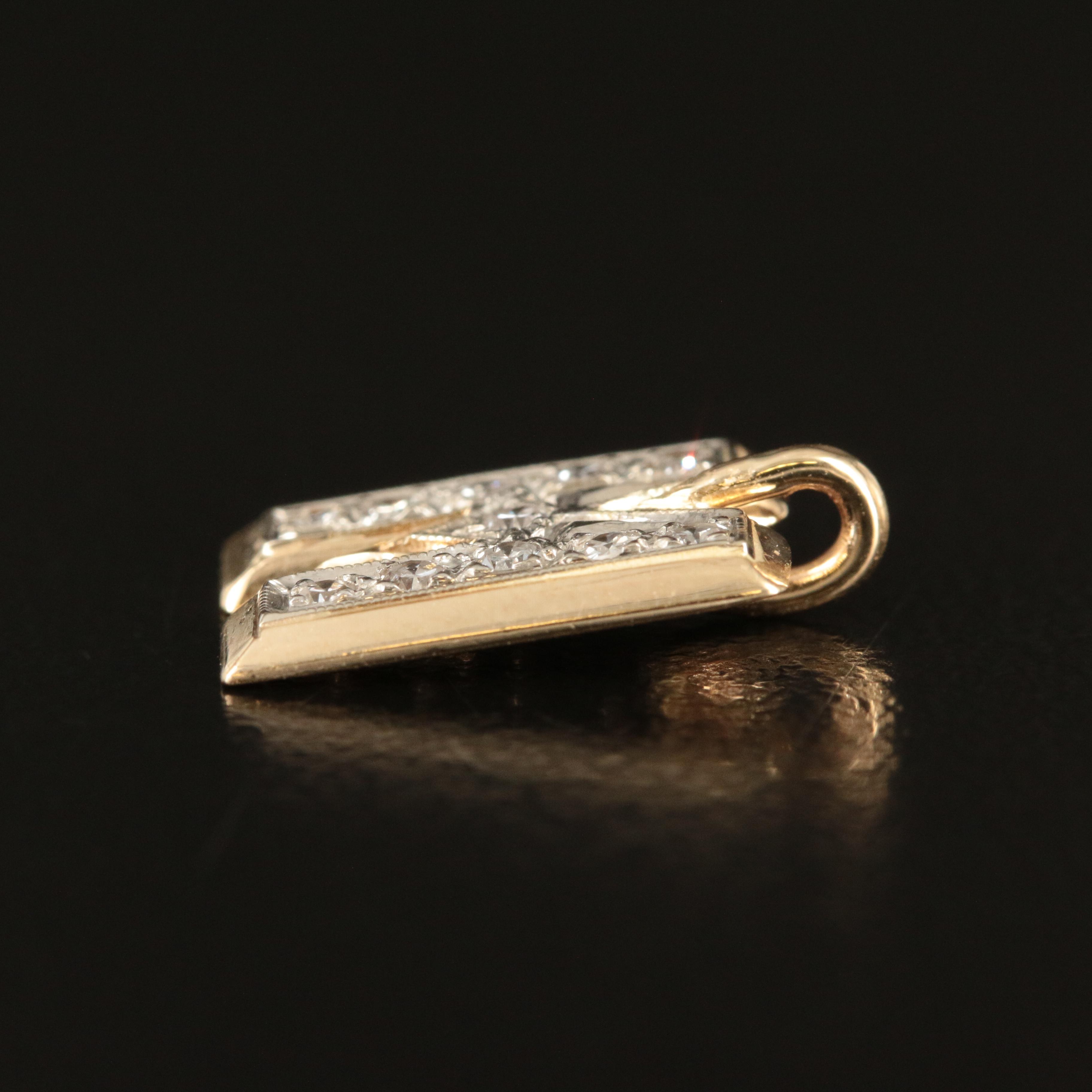 14K Diamond Letter 'M' Pendant