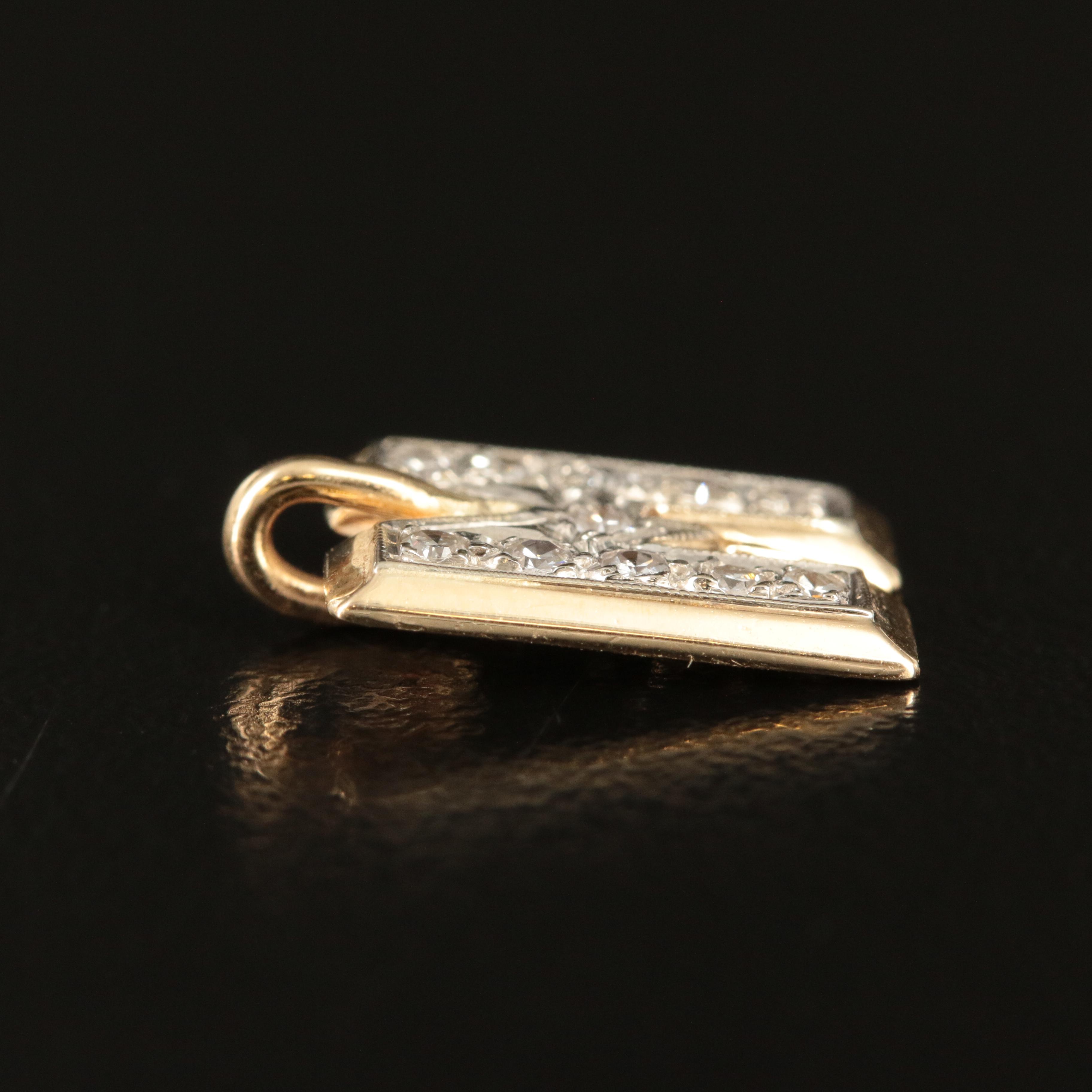 14K Diamond Letter 'M' Pendant