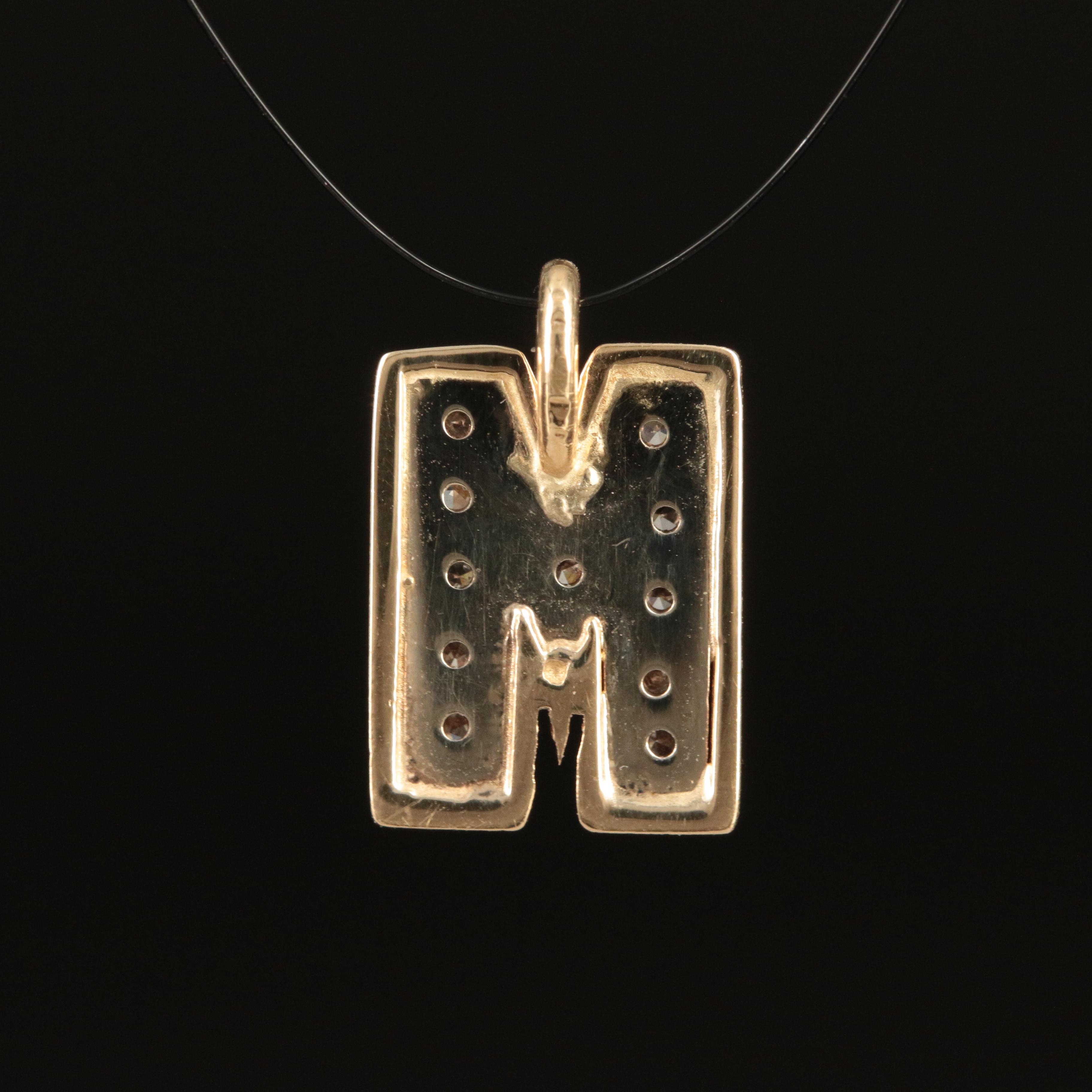 14K Diamond Letter 'M' Pendant