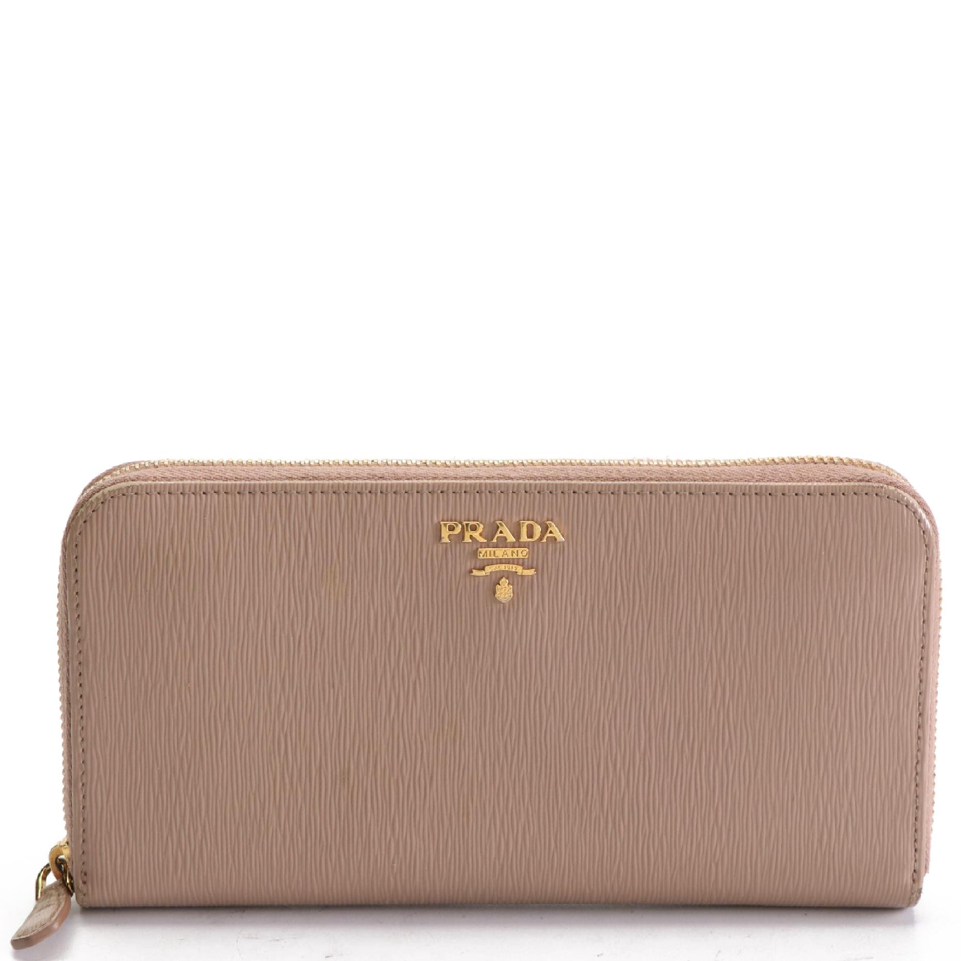 Prada Textured Leather Zip-Around Wallet