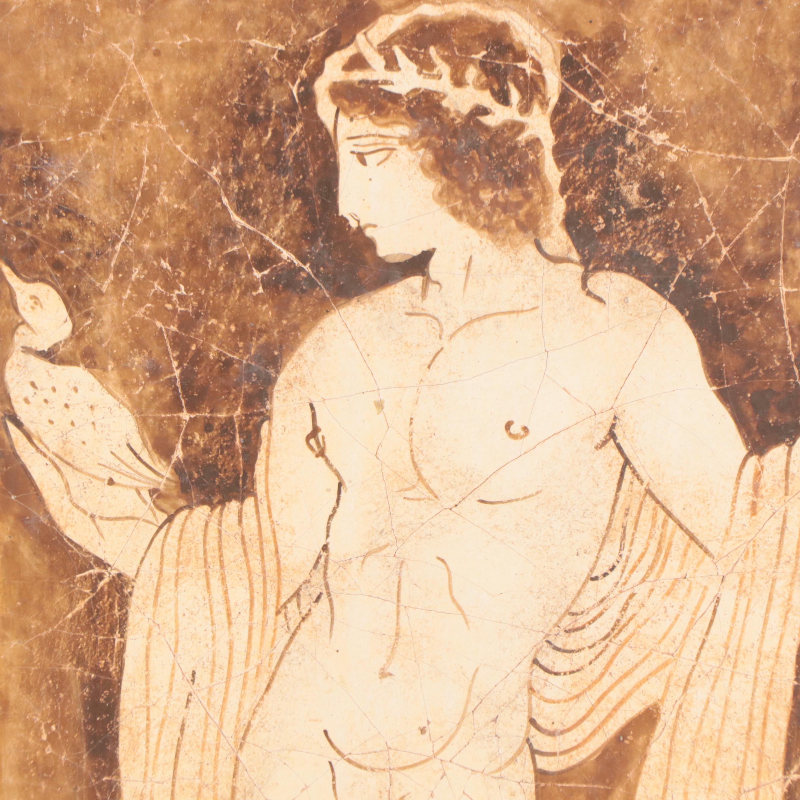 Imprimatura Painting of Male Figure After Greek Fresco