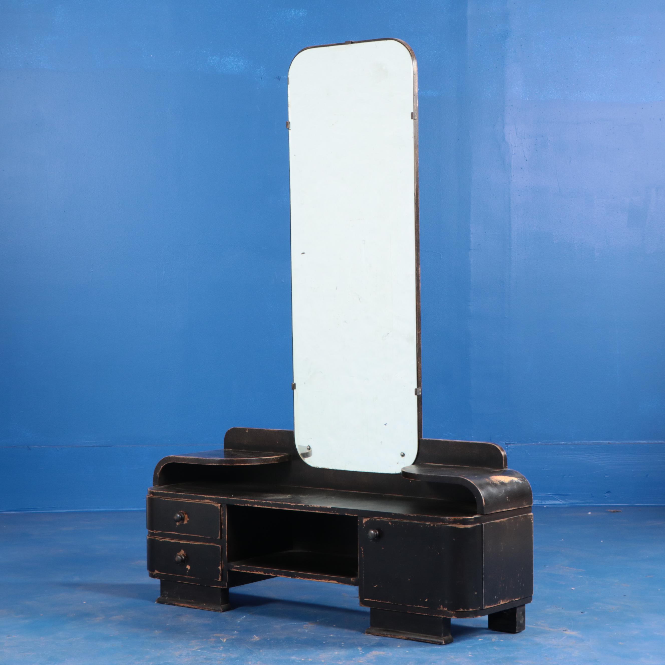 Art Deco Ebonized Wood Vanity Table, 1930s