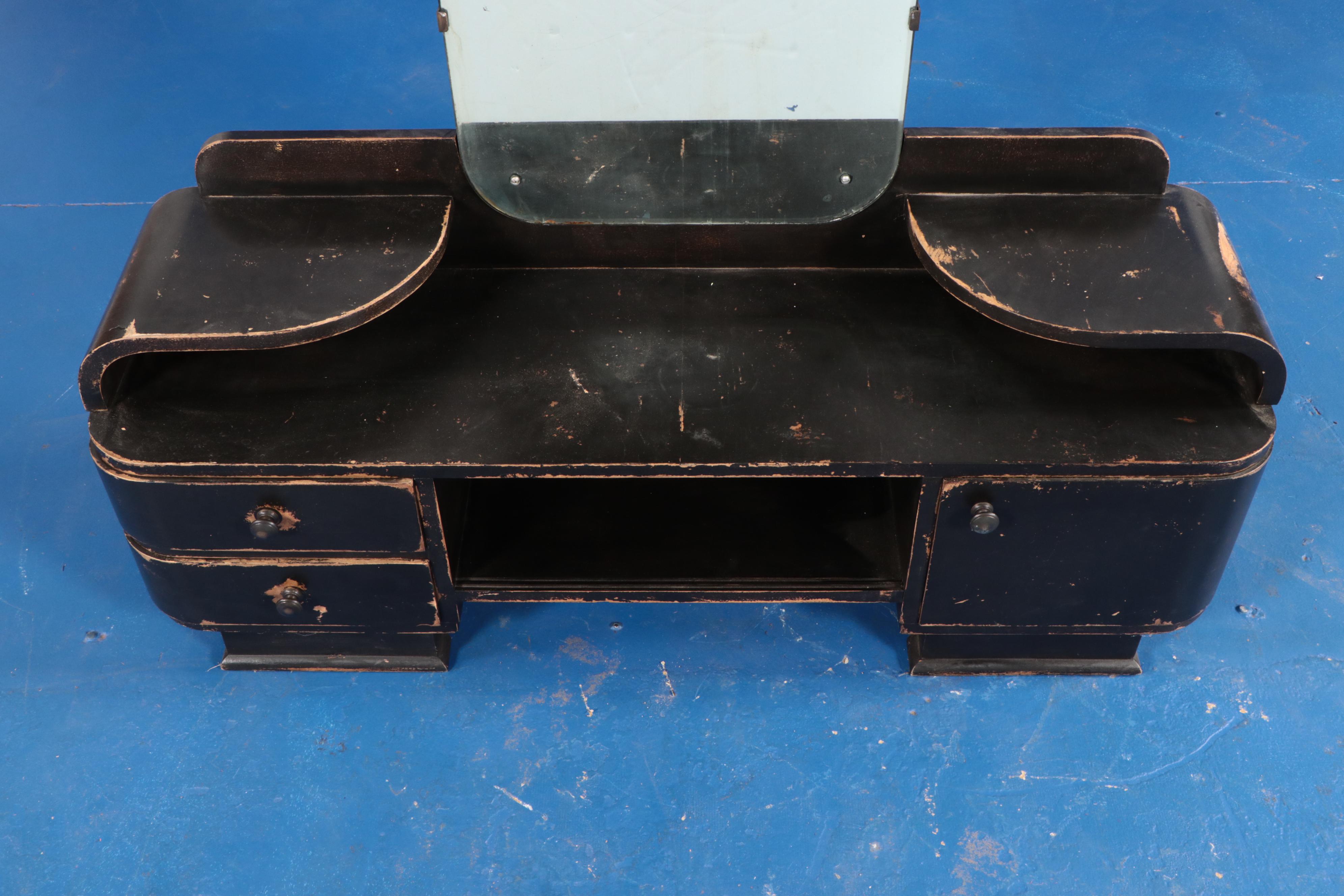 Art Deco Ebonized Wood Vanity Table, 1930s