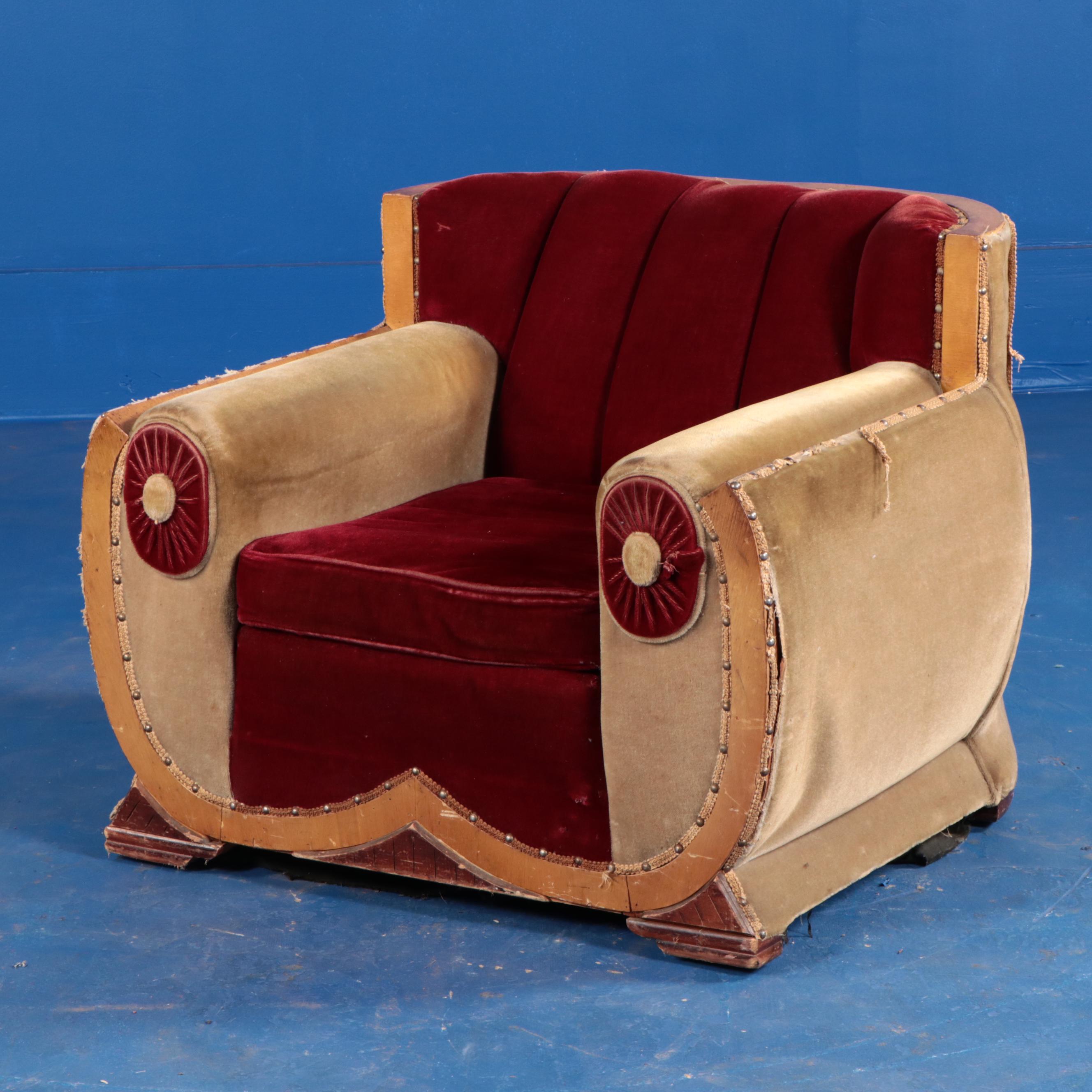 Hausske-Harlen Art Deco Style Upholstered Sofa and Armchair, 1950s