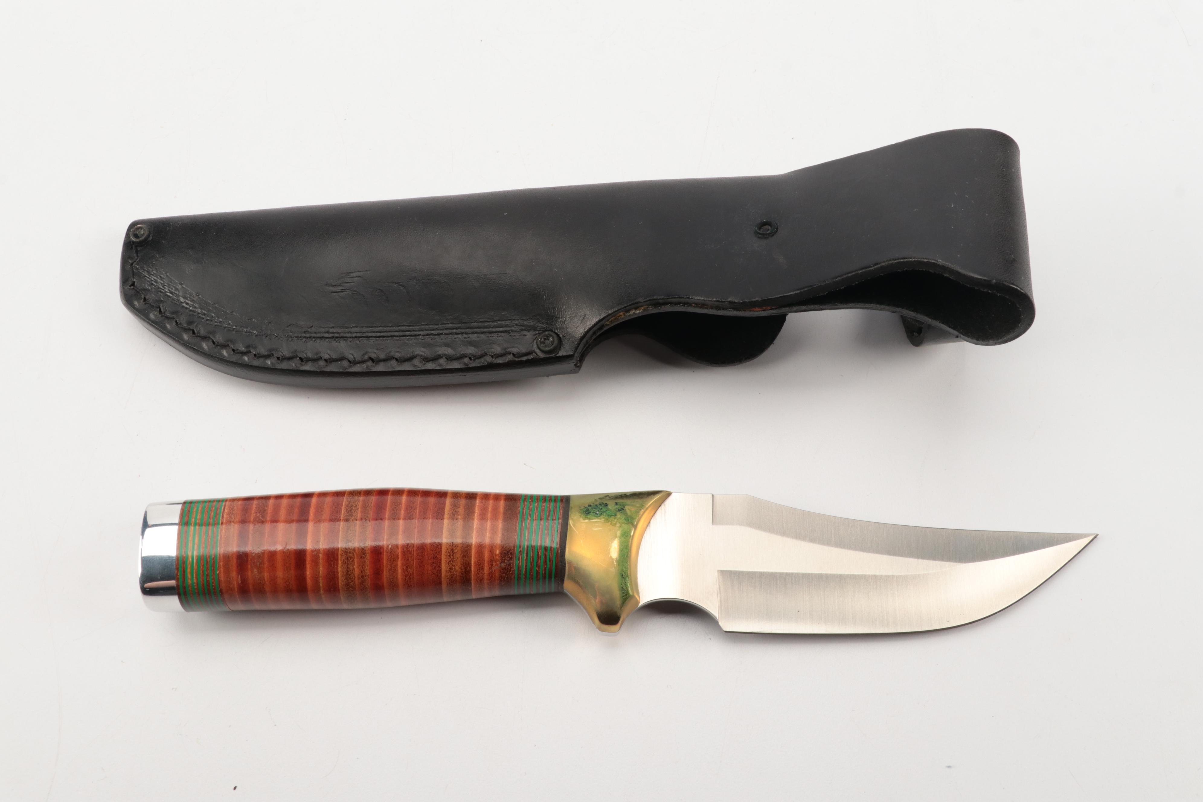 Nieto Leather and Wooden Handled Fixed Blade Knives with Scabbards