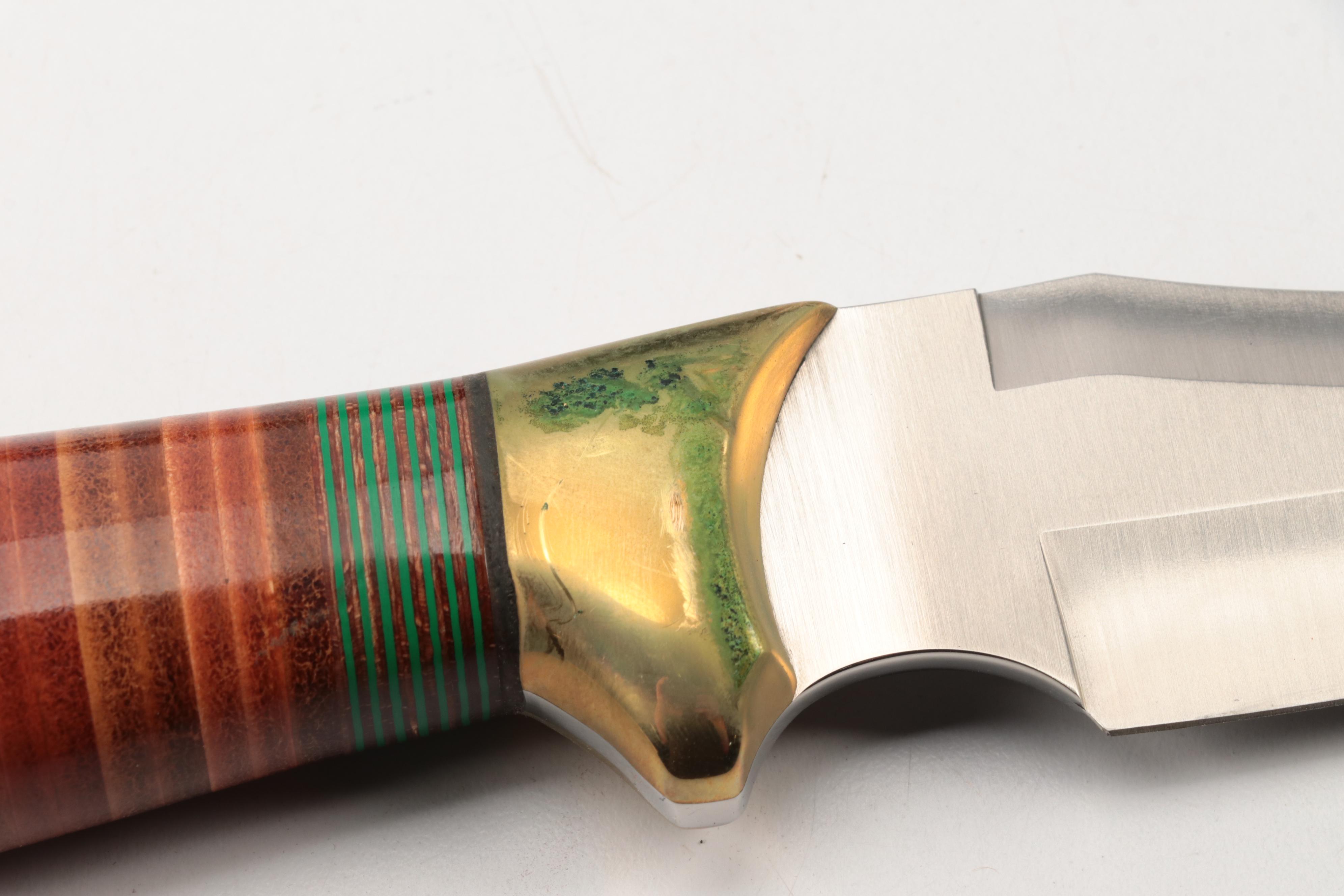 Nieto Leather and Wooden Handled Fixed Blade Knives with Scabbards