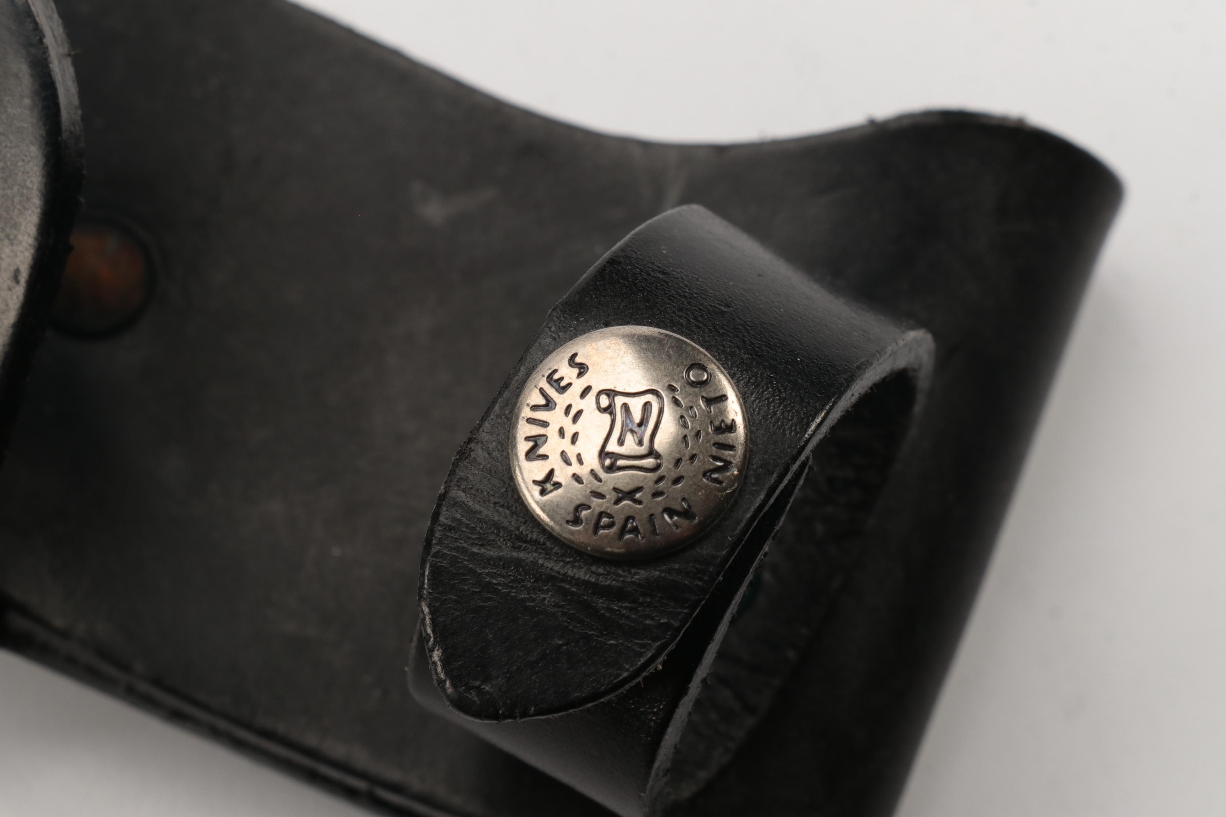 Nieto Leather and Wooden Handled Fixed Blade Knives with Scabbards