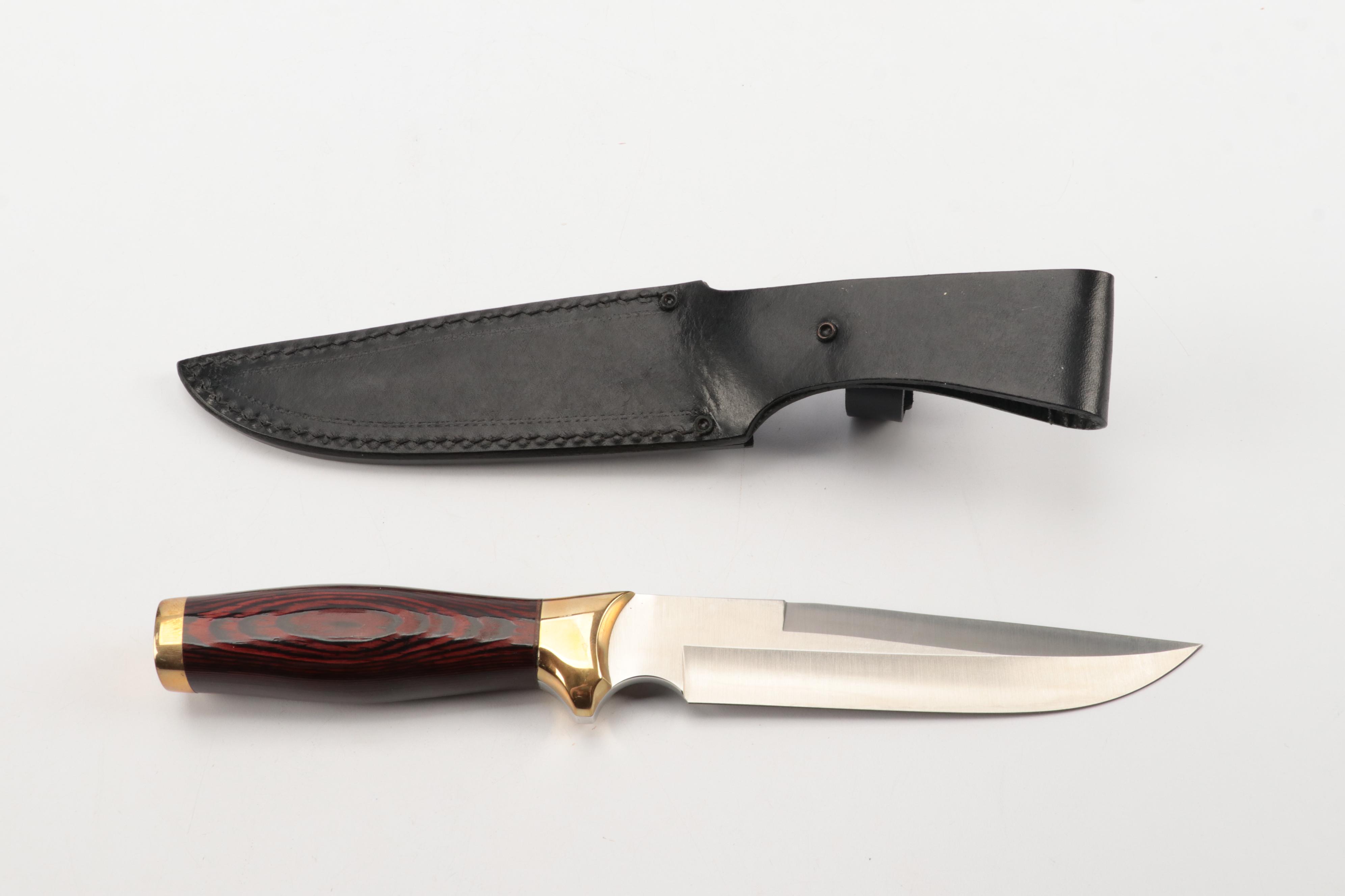 Nieto Leather and Wooden Handled Fixed Blade Knives with Scabbards