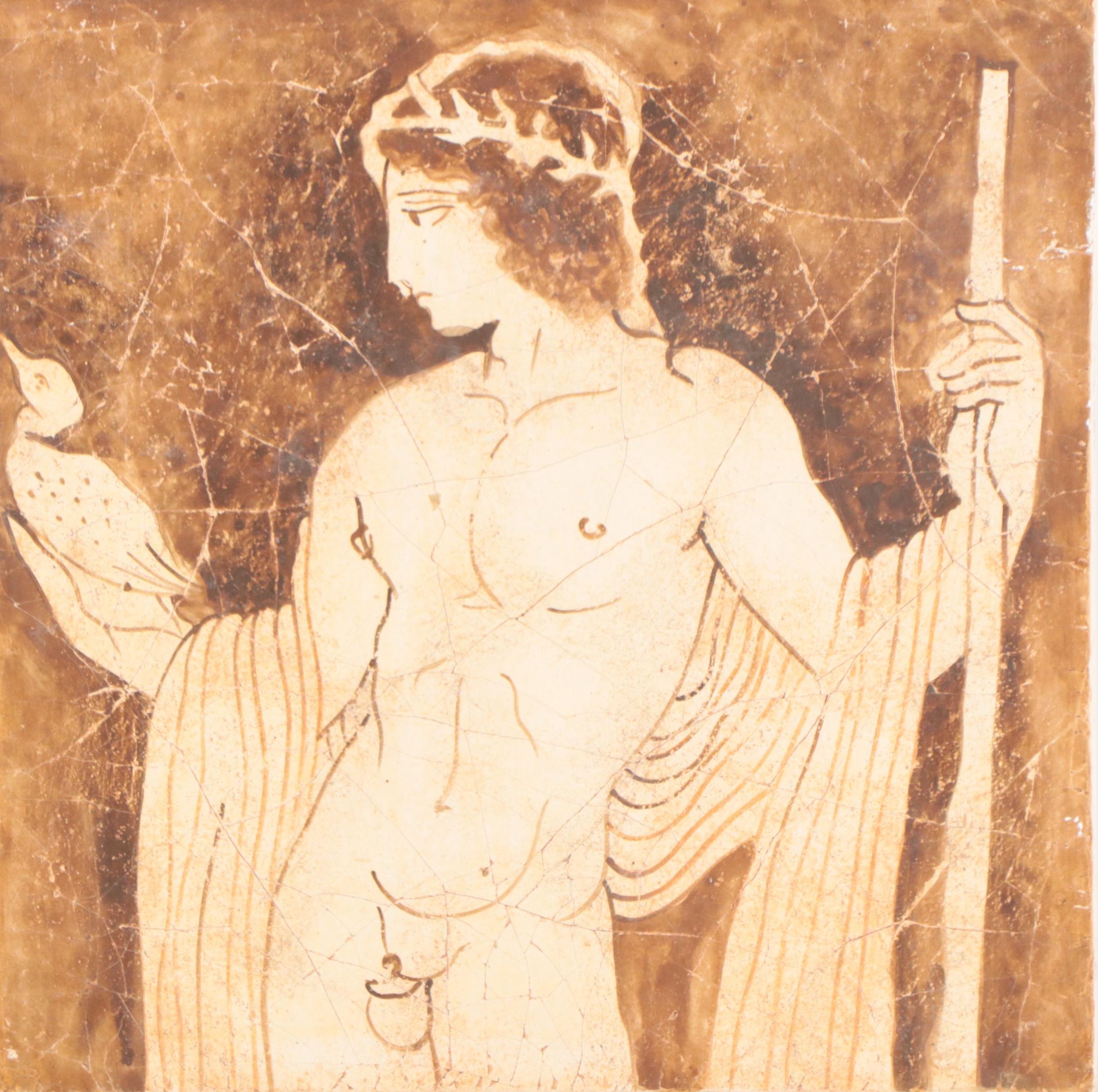 Imprimatura Painting of Male Figure After Greek Fresco