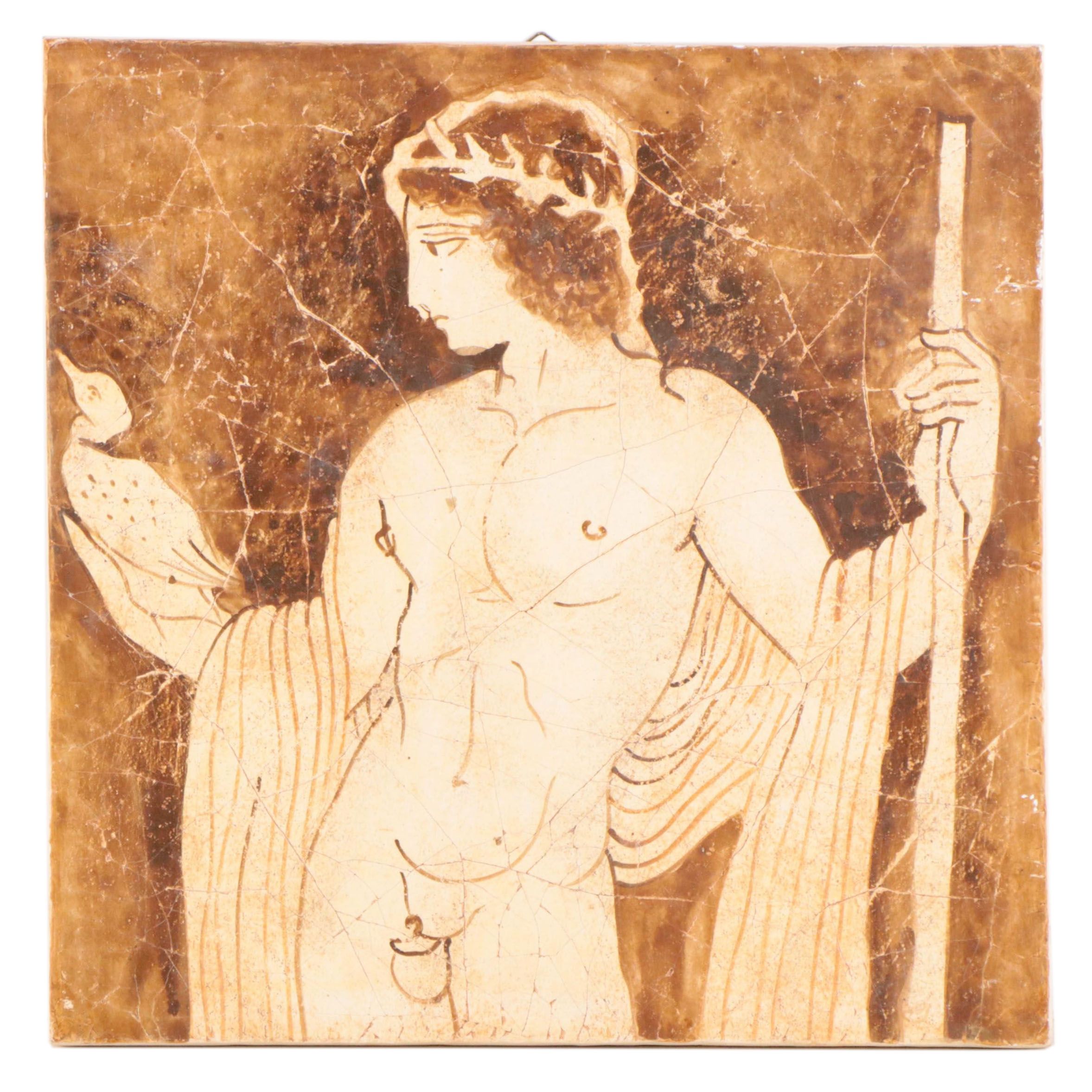 Imprimatura Painting of Male Figure After Greek Fresco