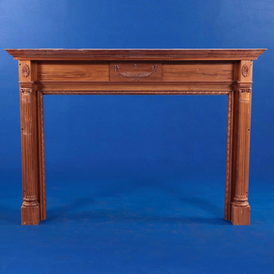 Adams Style Carved Wood Mantel Surround, 20th Century