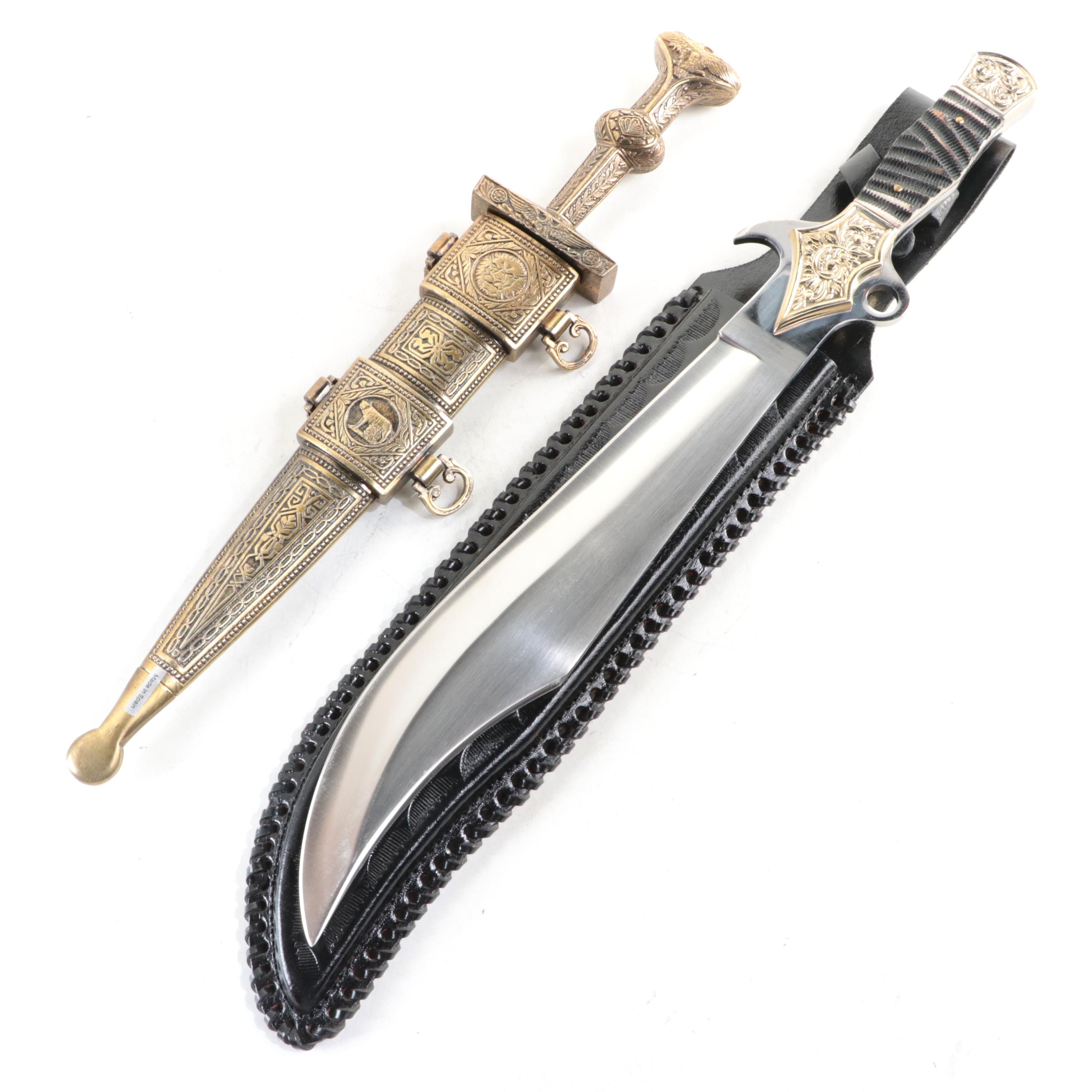 Denix Replica Julius Caesar Roman Dagger and Ole Smokey Fixed Blade Knife