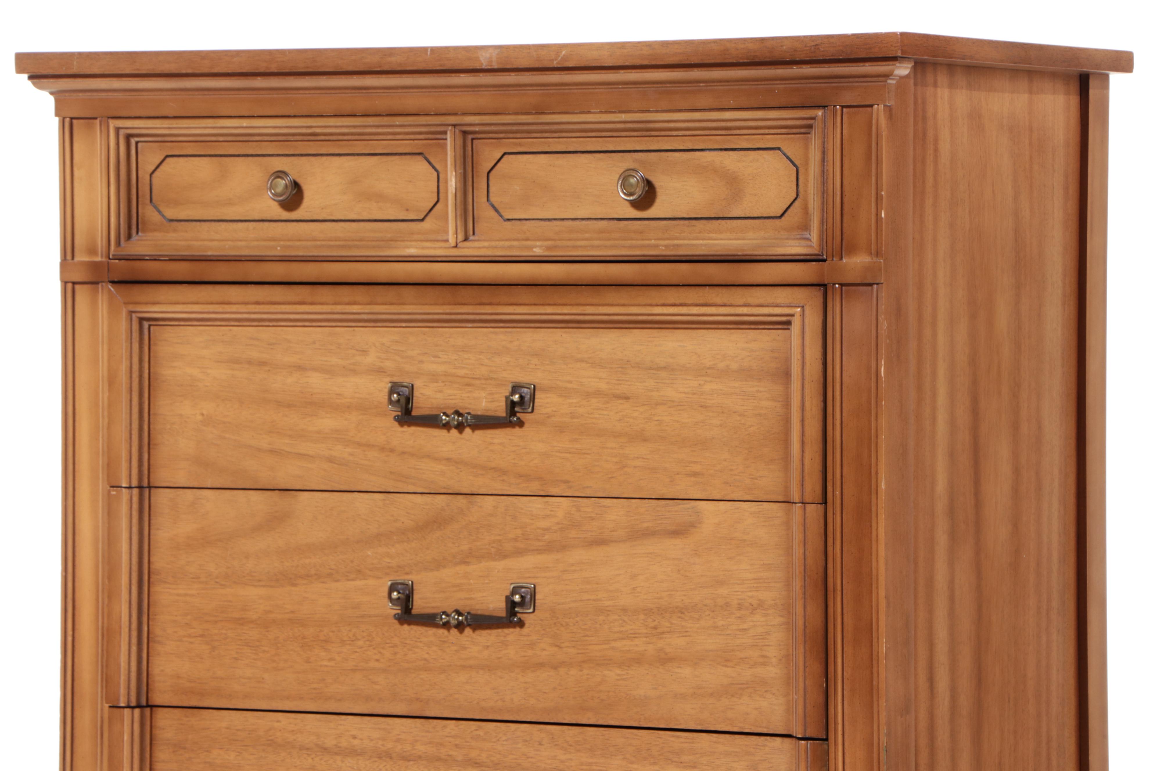 Dixie Furniture Directoire Style Chest with Full Size Headboard & Foot Board