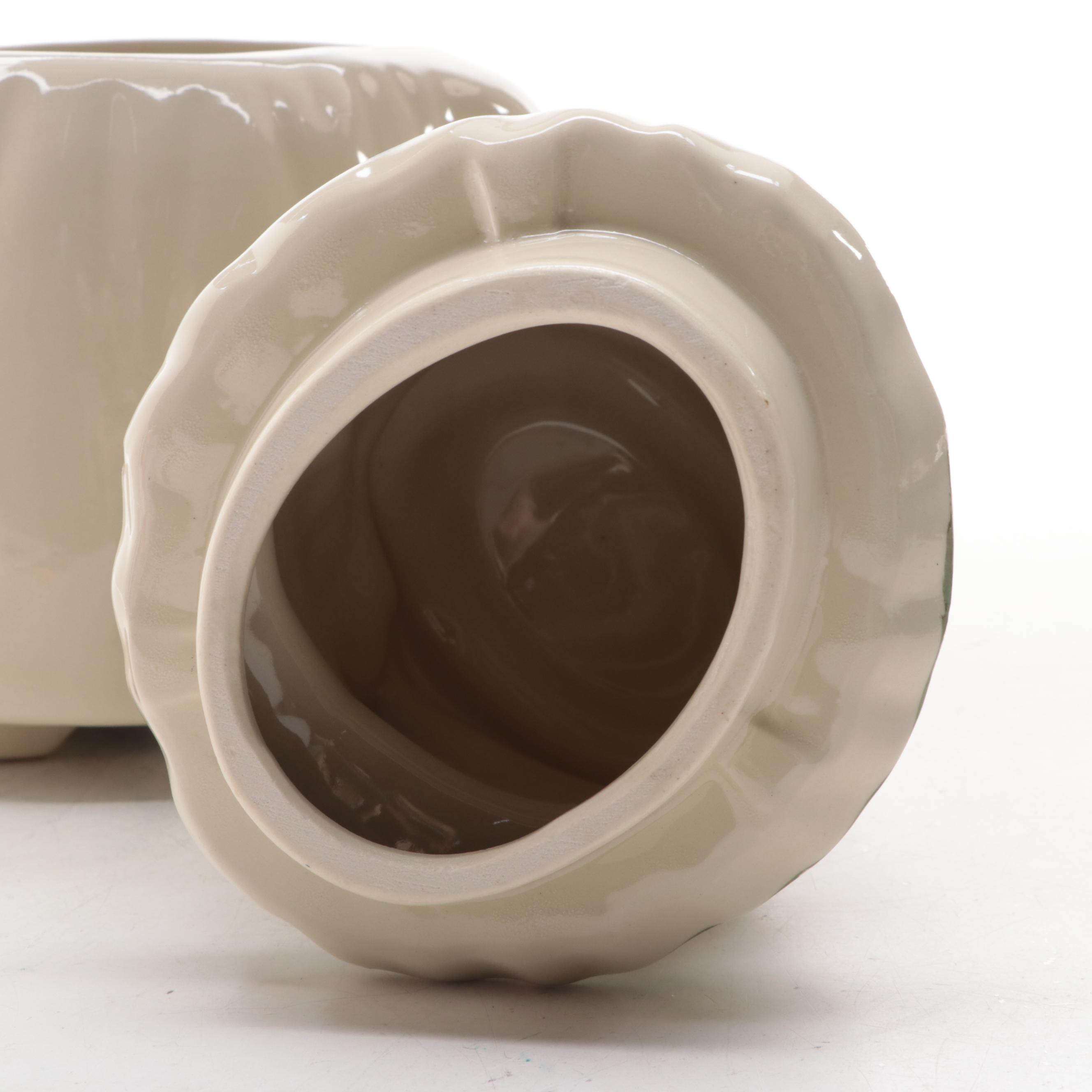 Shawnee "Winnie" Pig Cookie Jar with Green Collar and Cow Gravy Boat