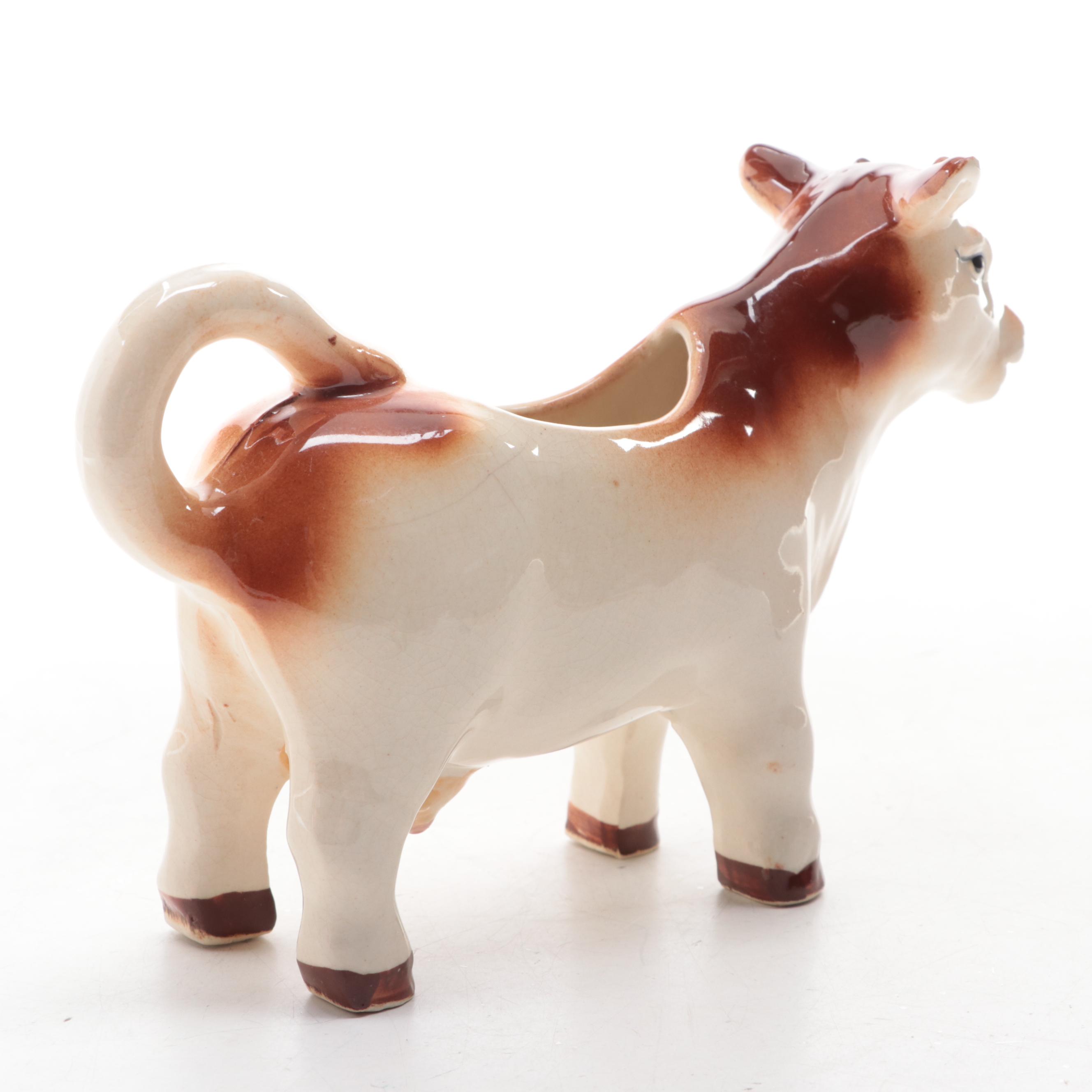 Shawnee "Winnie" Pig Cookie Jar with Green Collar and Cow Gravy Boat