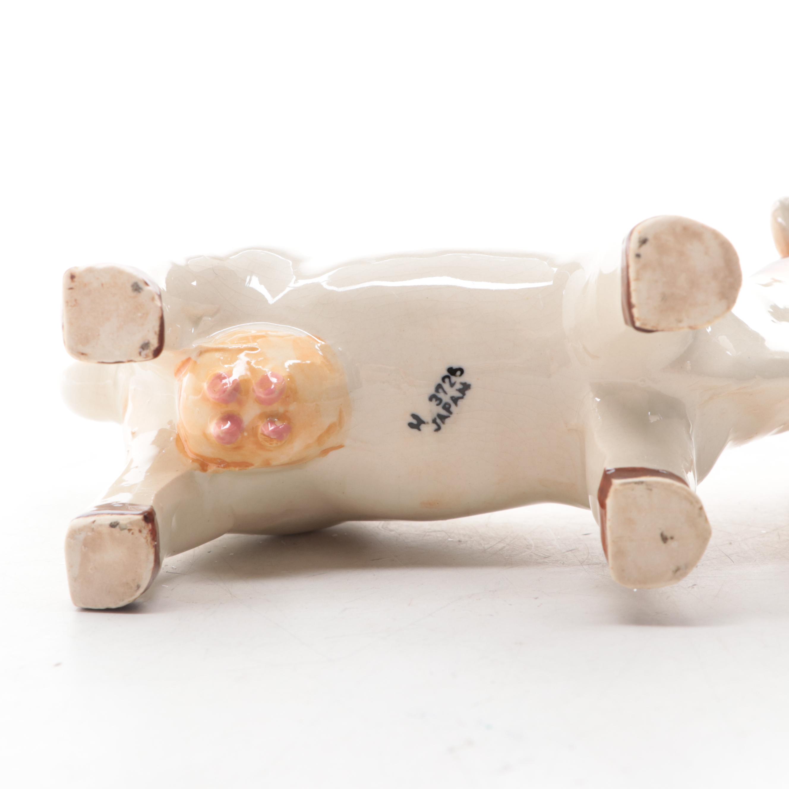 Shawnee "Winnie" Pig Cookie Jar with Green Collar and Cow Gravy Boat