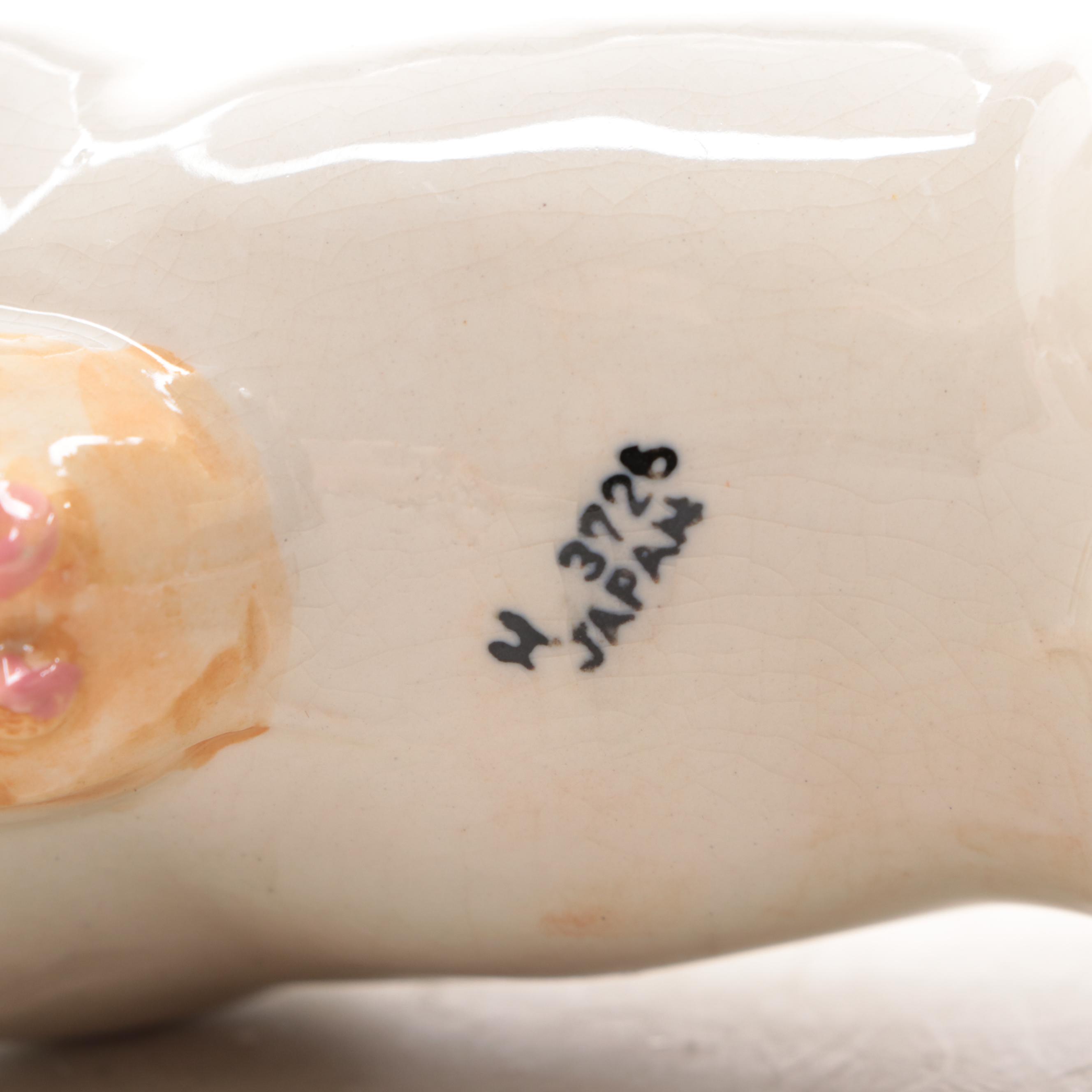 Shawnee "Winnie" Pig Cookie Jar with Green Collar and Cow Gravy Boat