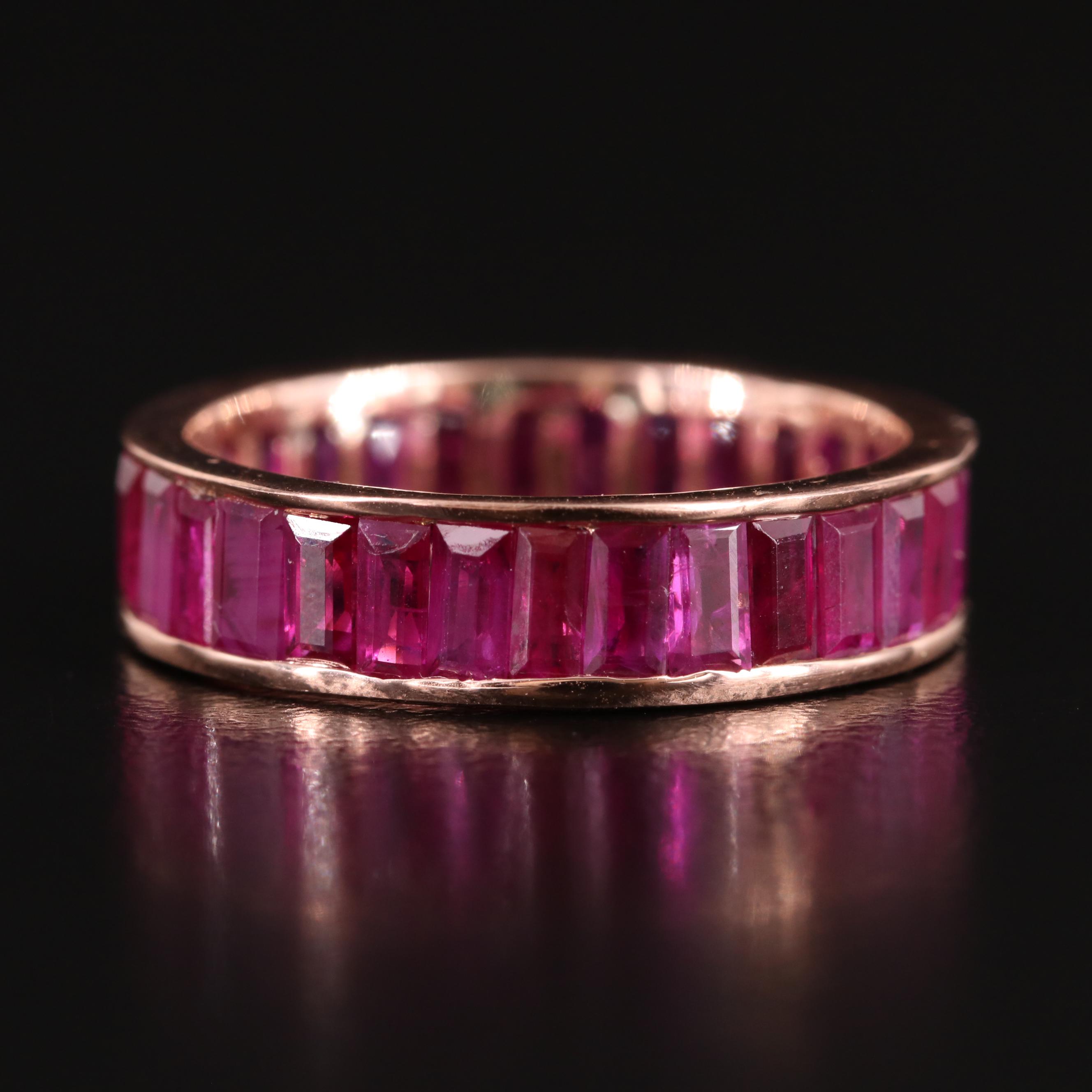 Vintage 14K Rose Gold Ruby Eternity Band