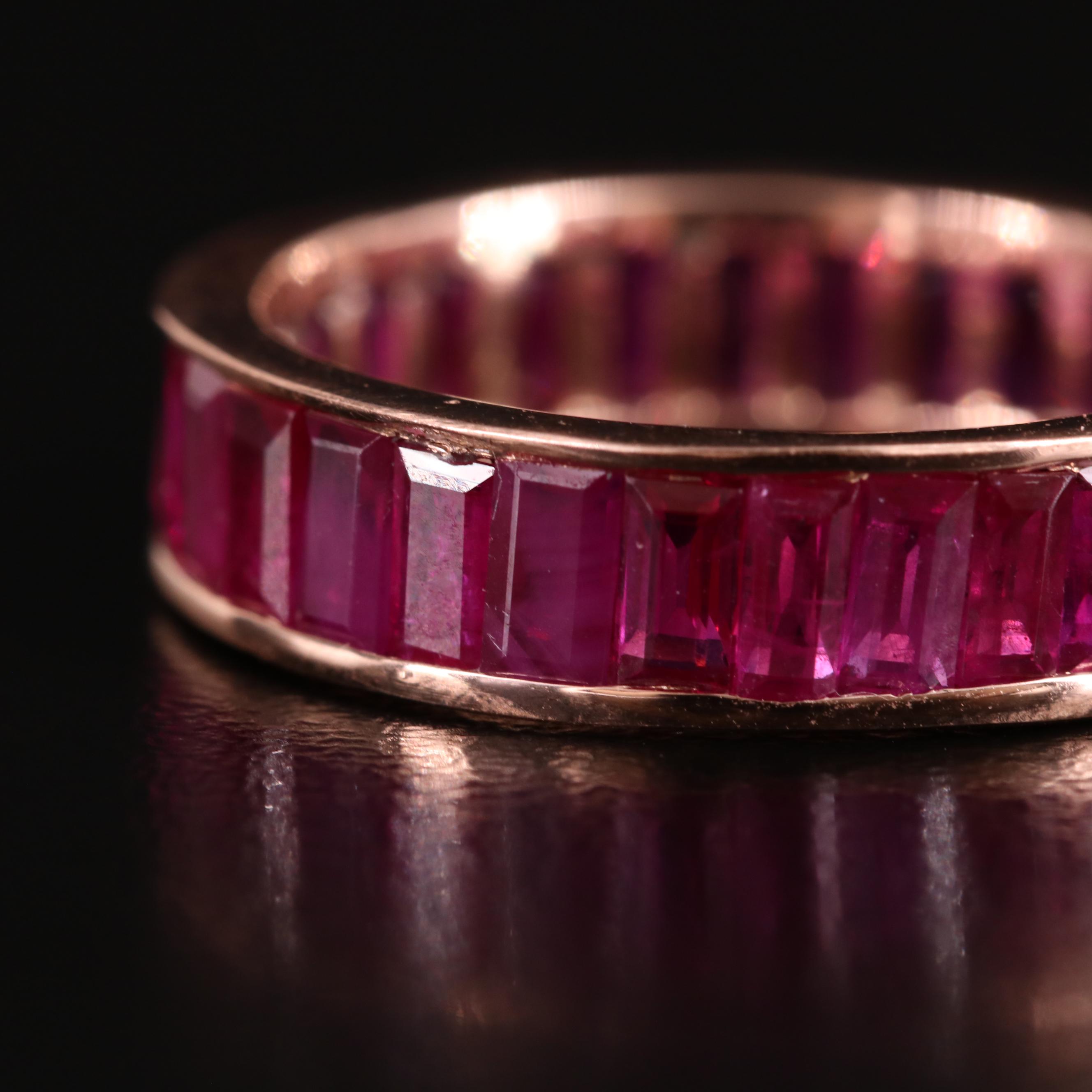 Vintage 14K Rose Gold Ruby Eternity Band