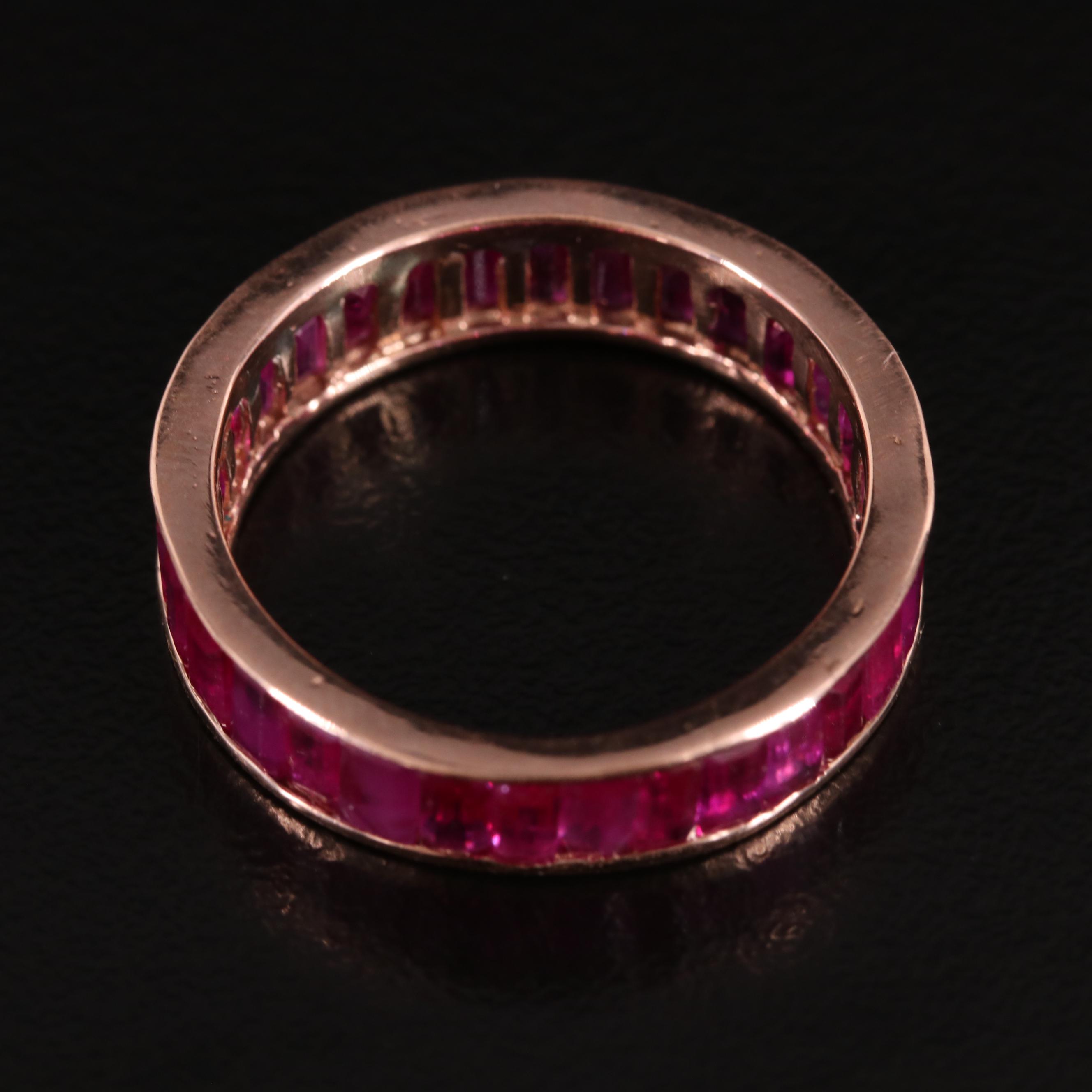 Vintage 14K Rose Gold Ruby Eternity Band