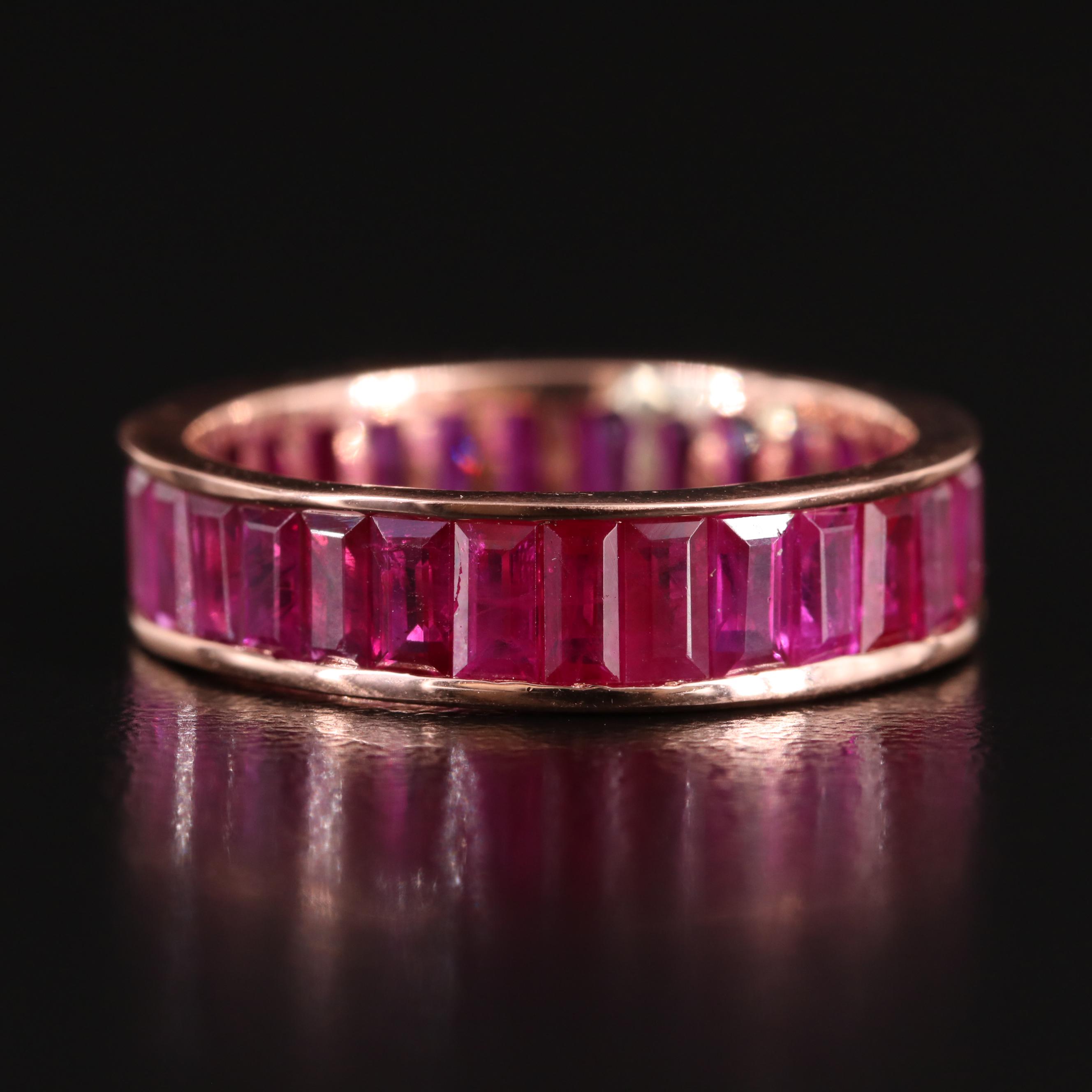 Vintage 14K Rose Gold Ruby Eternity Band
