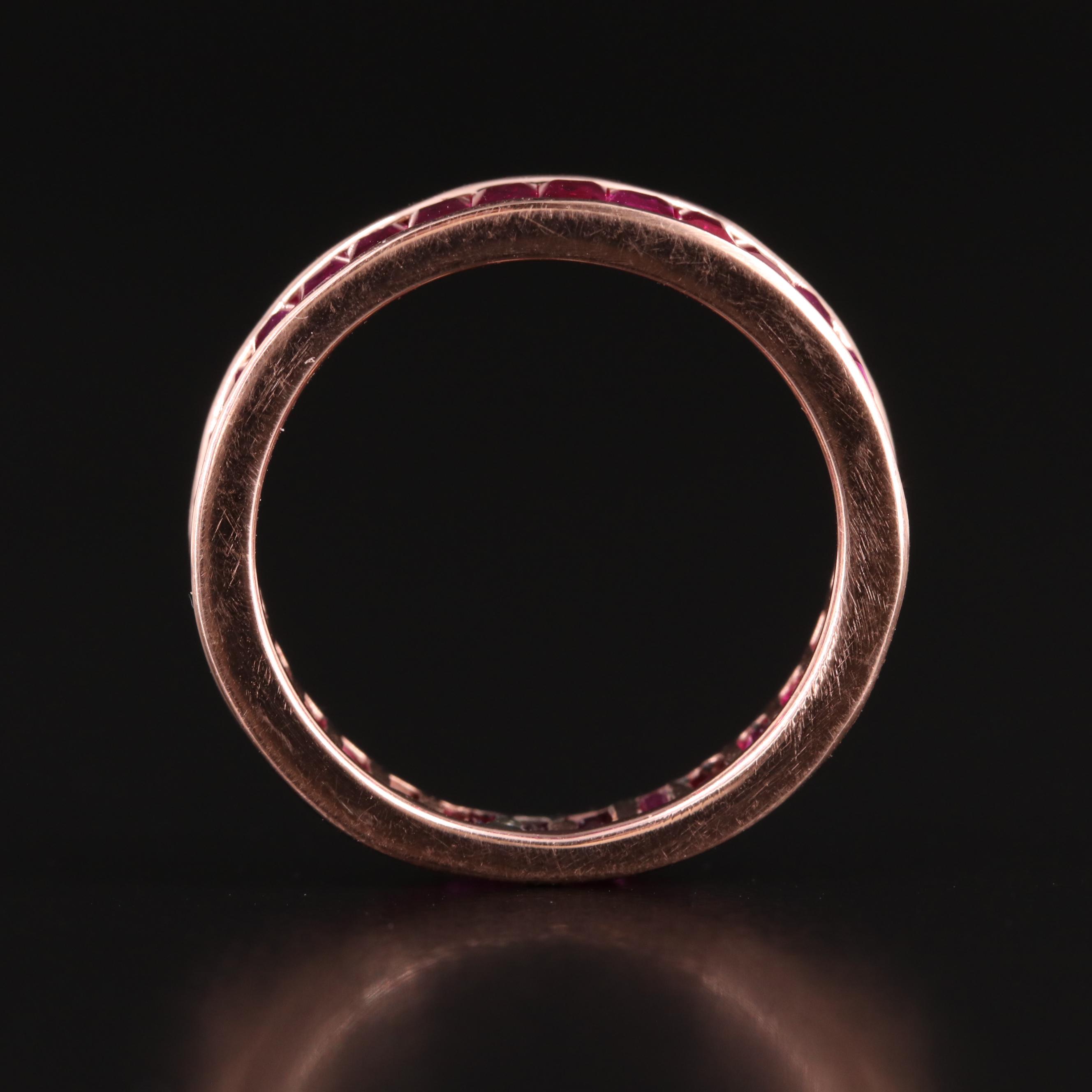 Vintage 14K Rose Gold Ruby Eternity Band