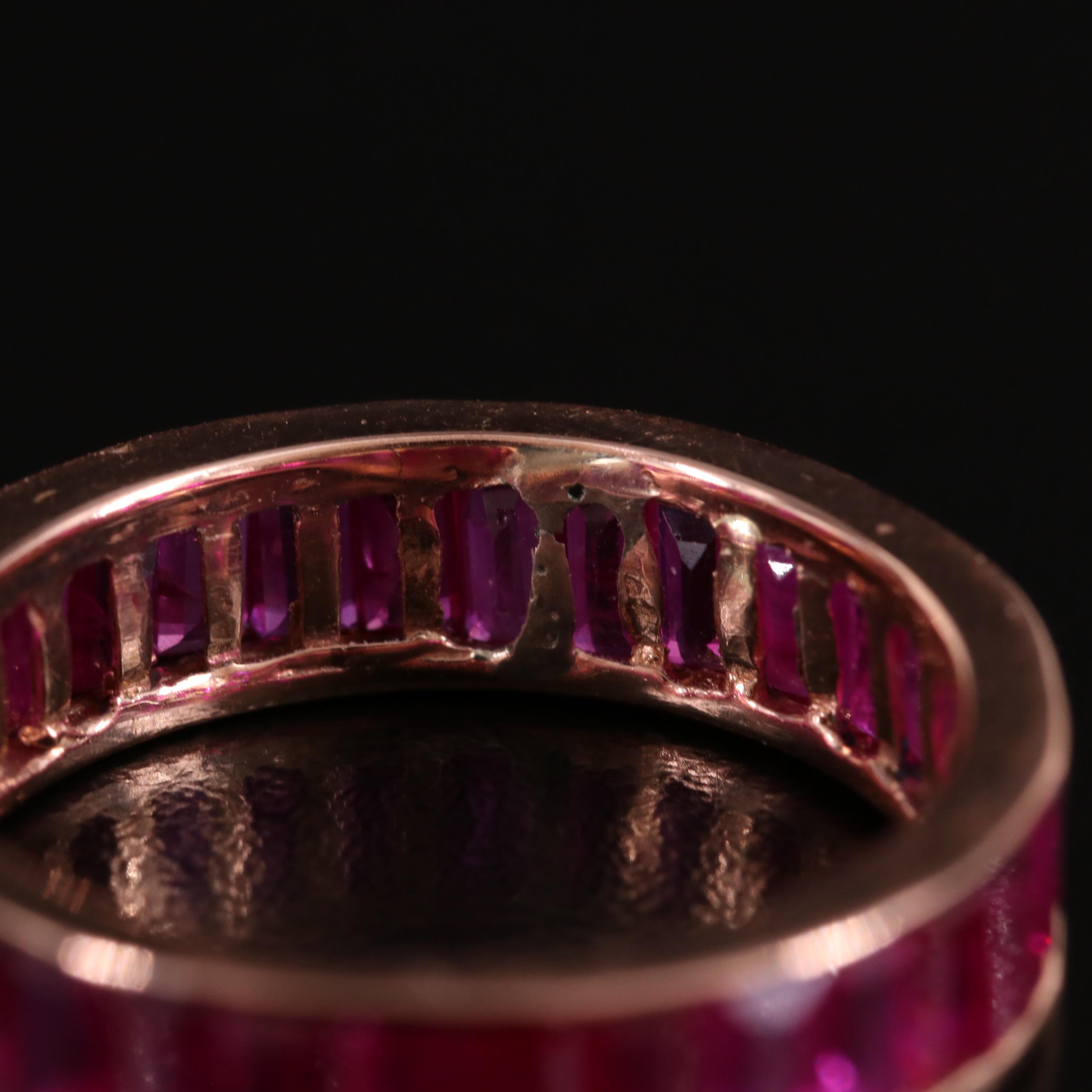 Vintage 14K Rose Gold Ruby Eternity Band