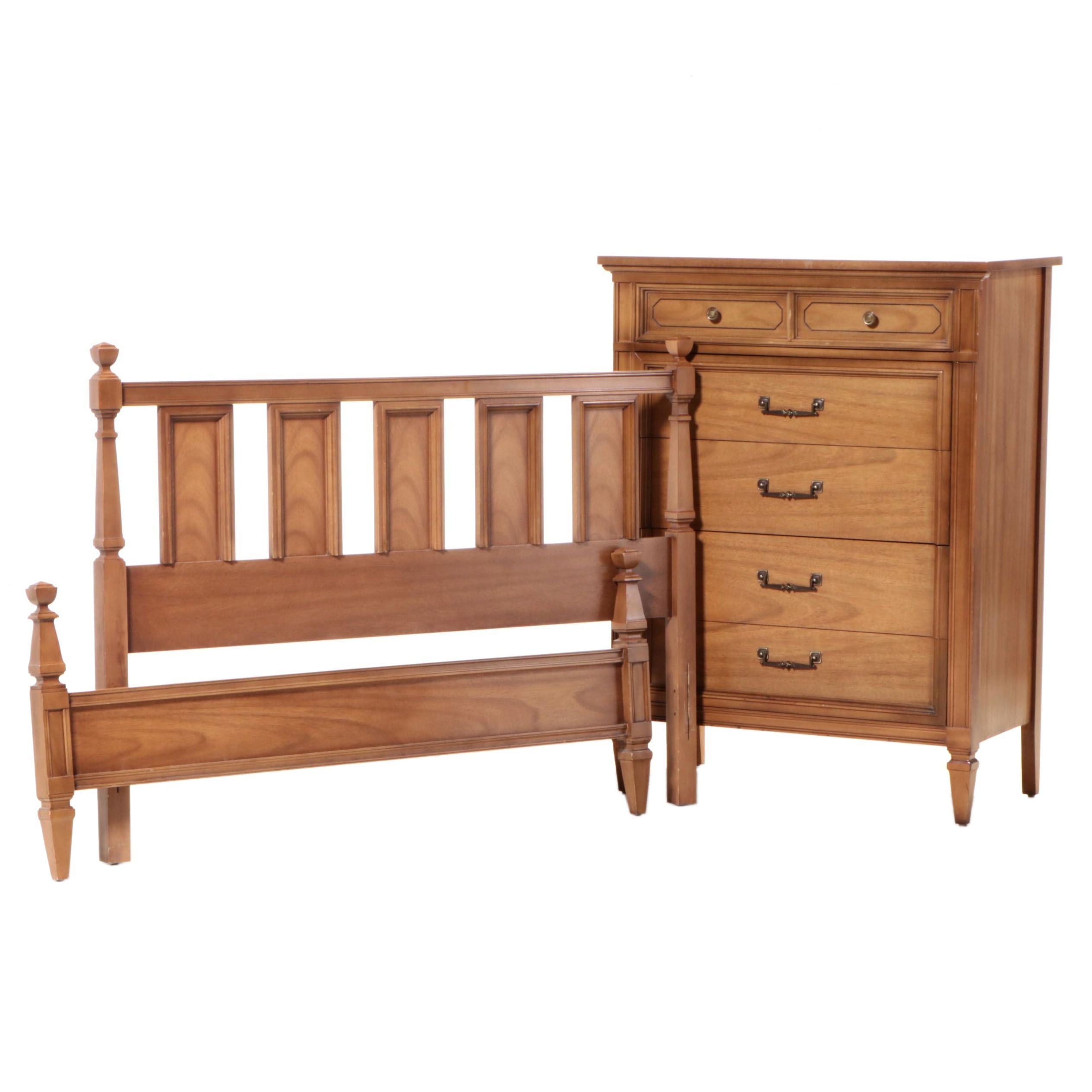 Dixie Furniture Directoire Style Chest with Full Size Headboard & Foot Board