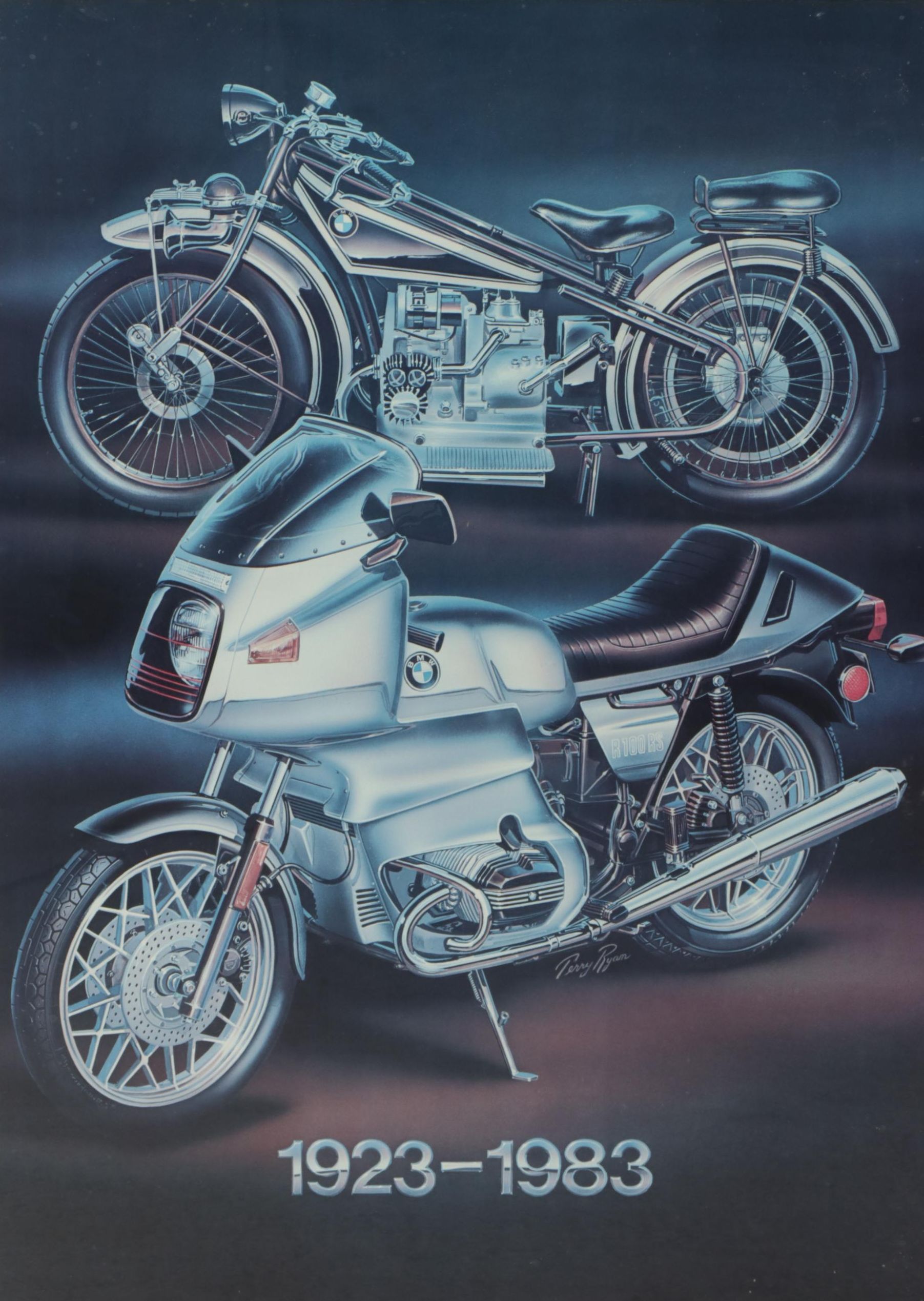 BMW Motorcycle Offset Lithograph Posters, Circa 1984