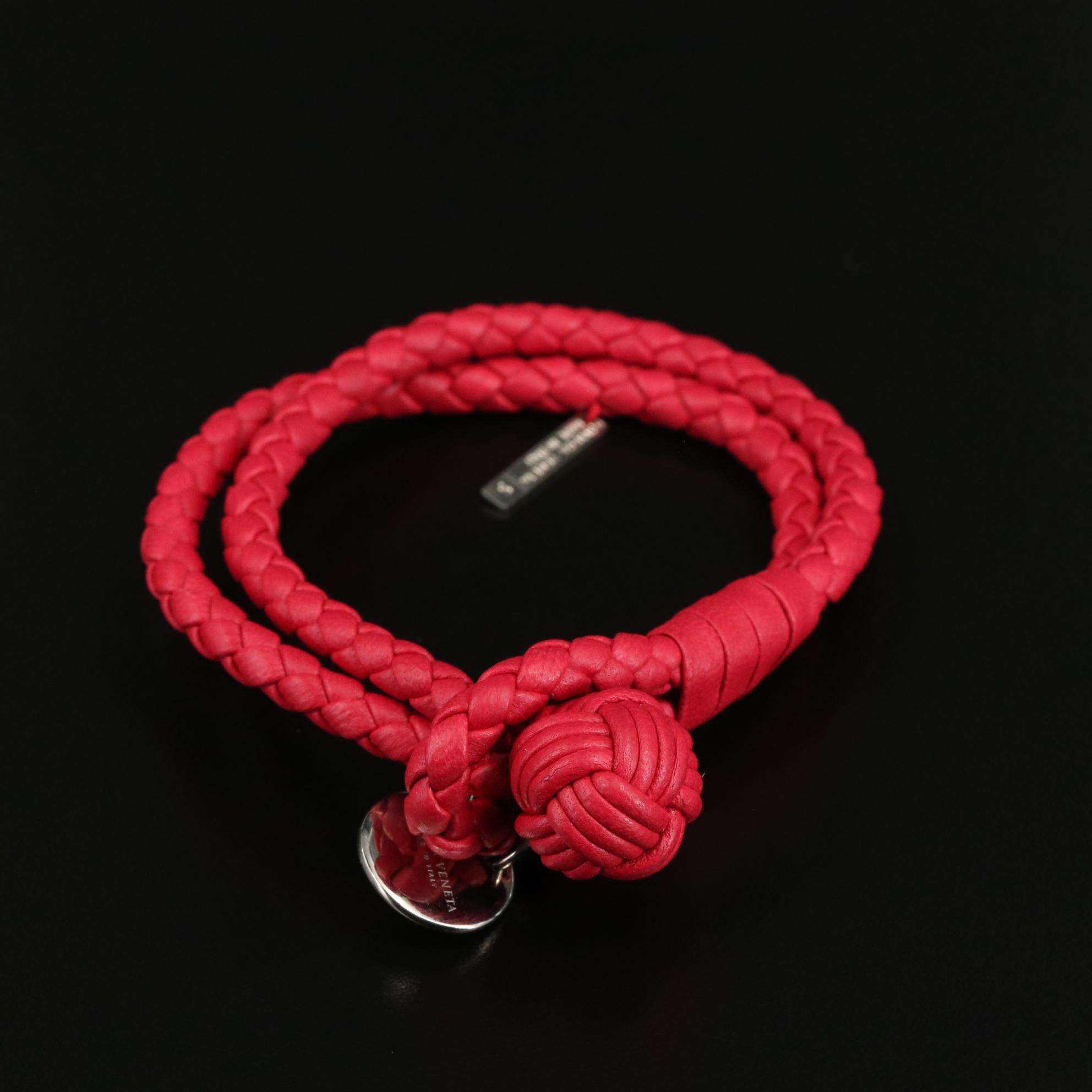 Italian Bottega Veneta Leather Woven Wrap Bracelet