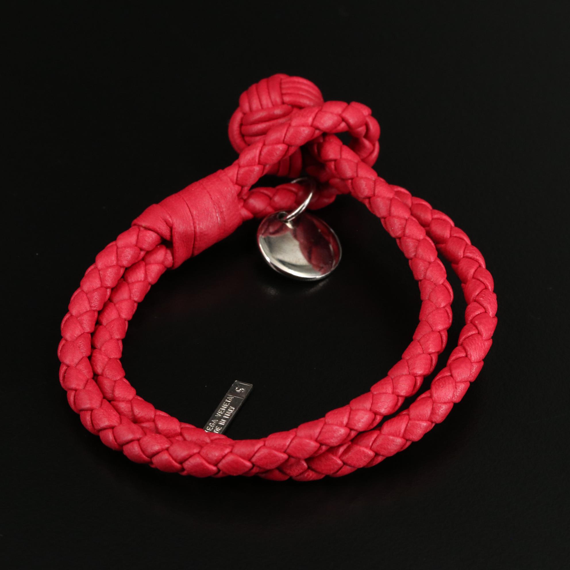Italian Bottega Veneta Leather Woven Wrap Bracelet
