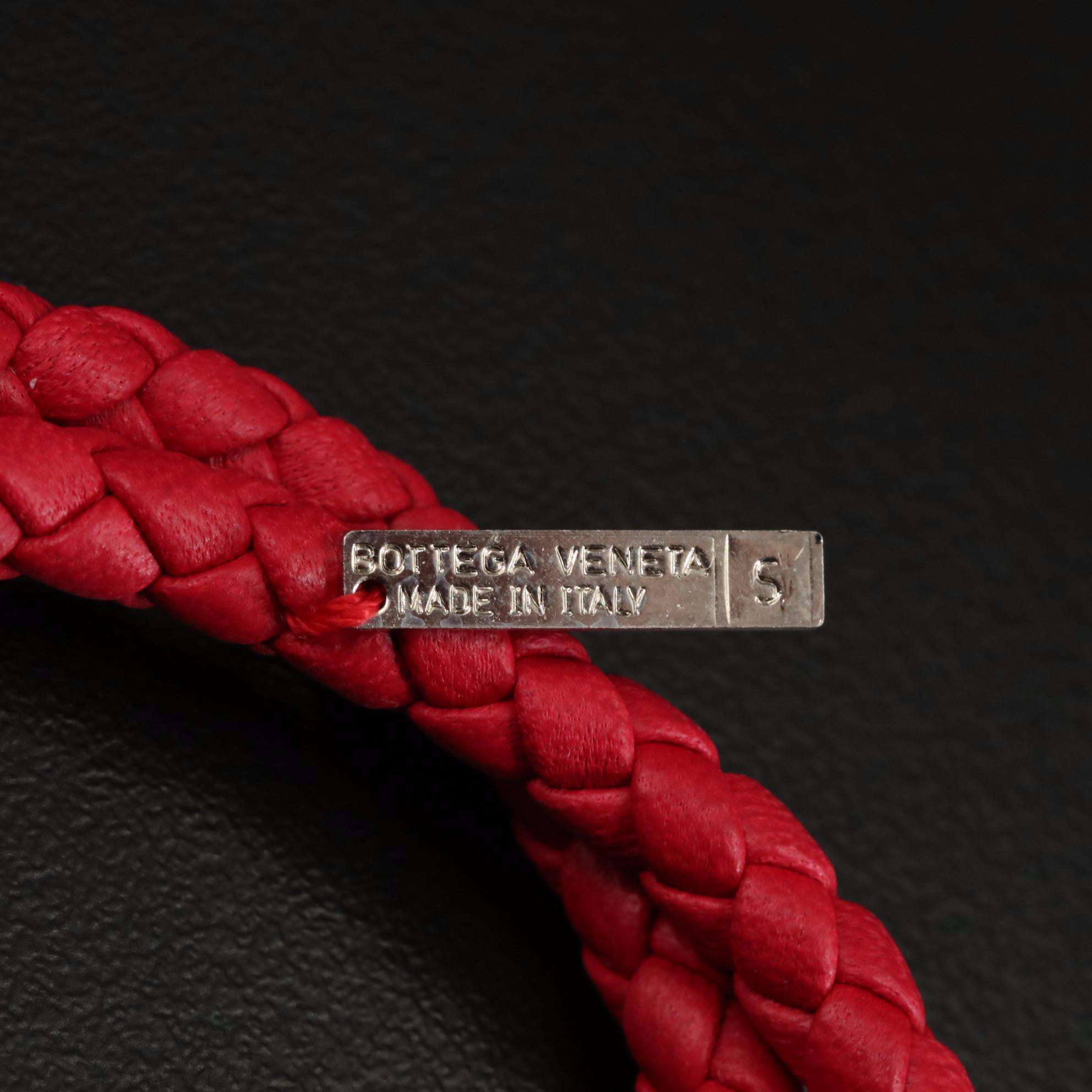 Italian Bottega Veneta Leather Woven Wrap Bracelet