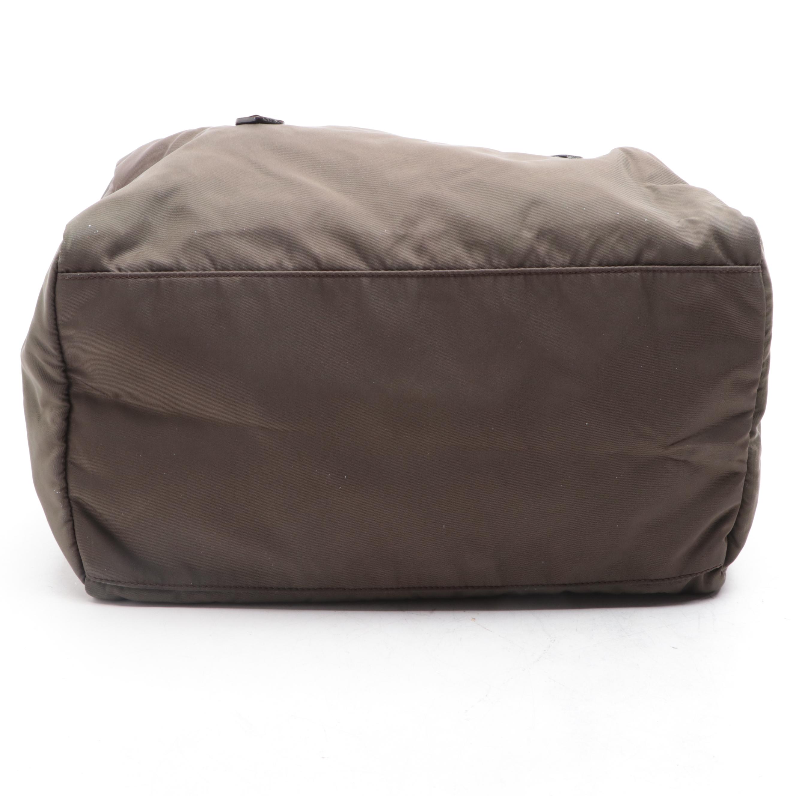 Prada Shoulder Bag in Green Tessuto Nylon with Saffiano Leather Trim