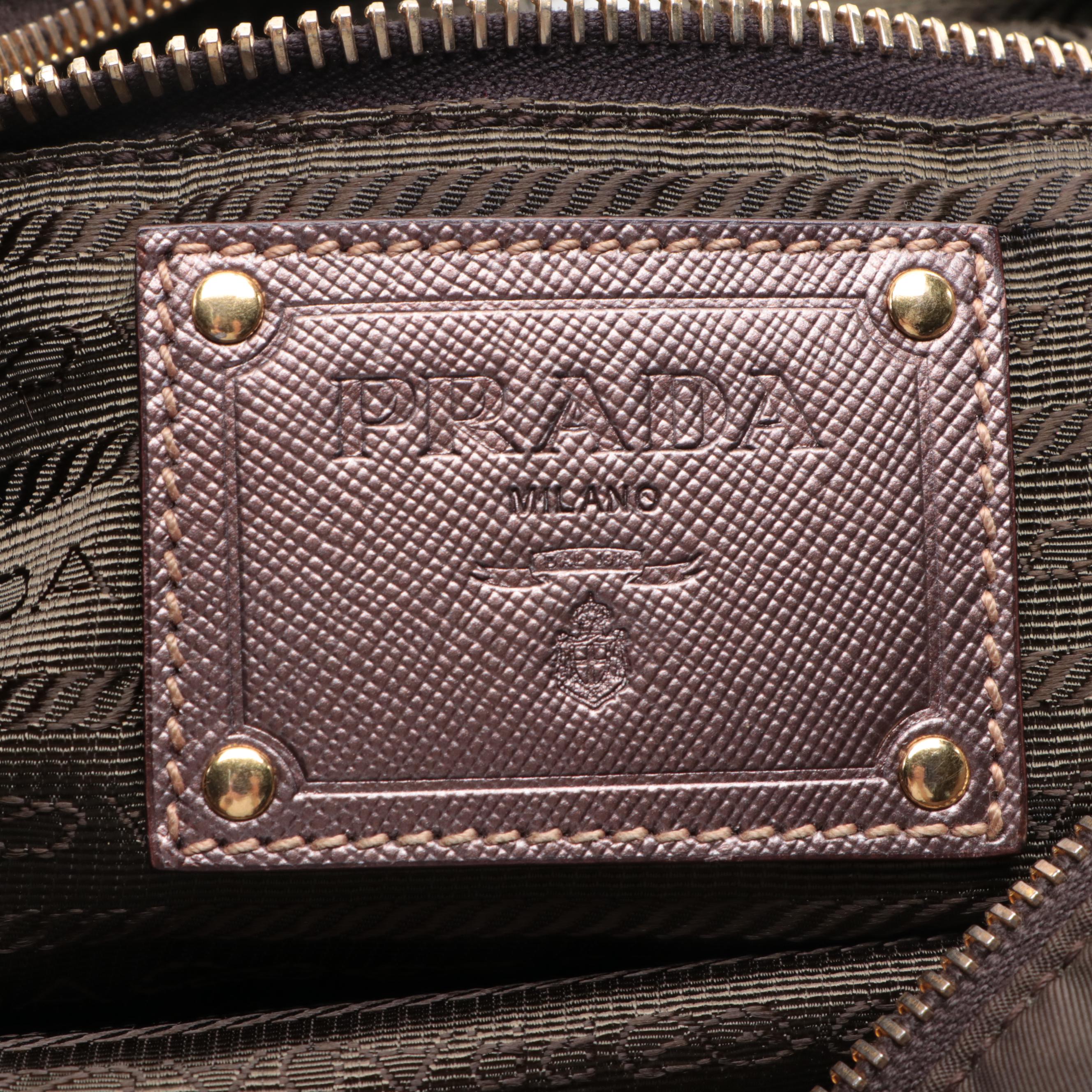 Prada Shoulder Bag in Green Tessuto Nylon with Saffiano Leather Trim