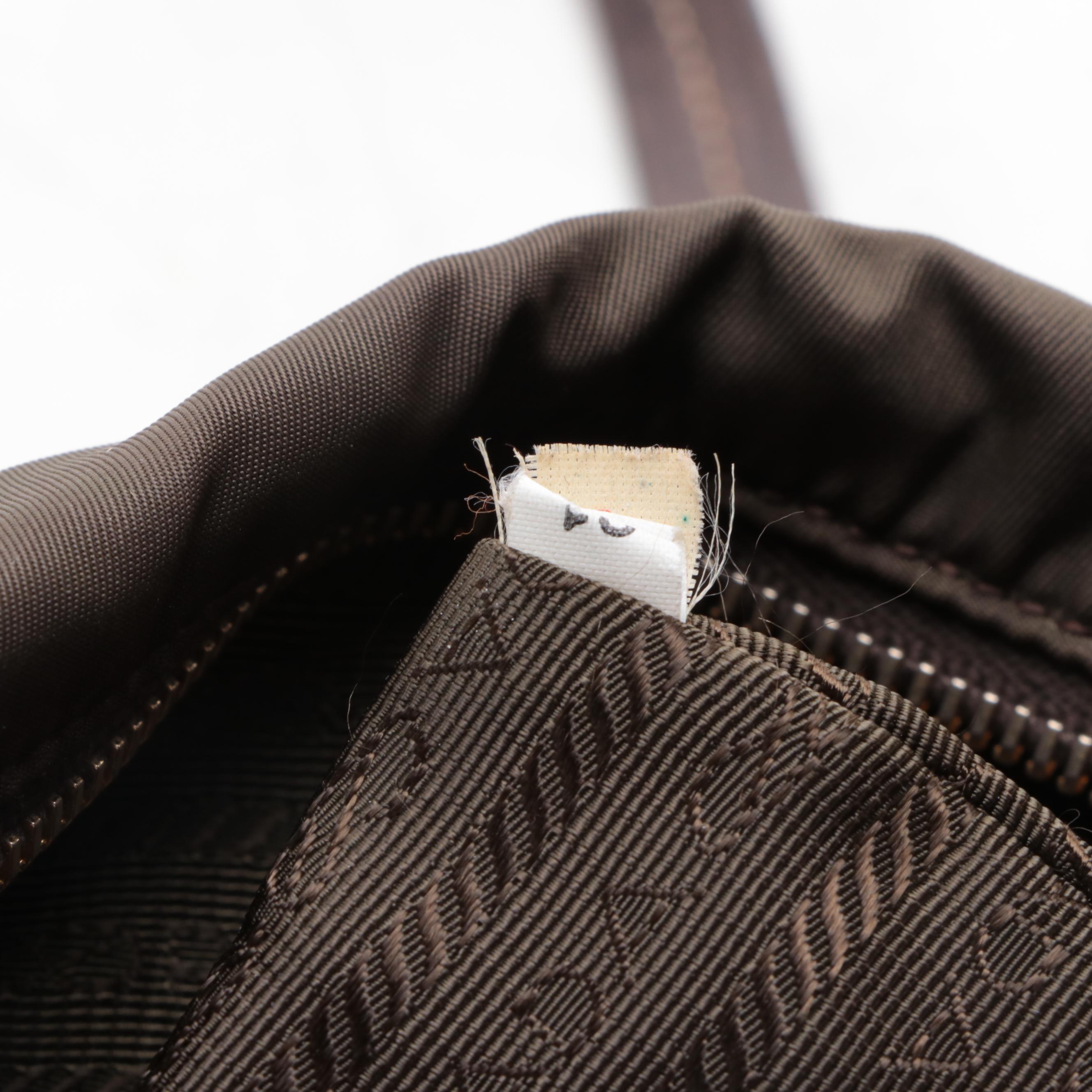 Prada Shoulder Bag in Green Tessuto Nylon with Saffiano Leather Trim