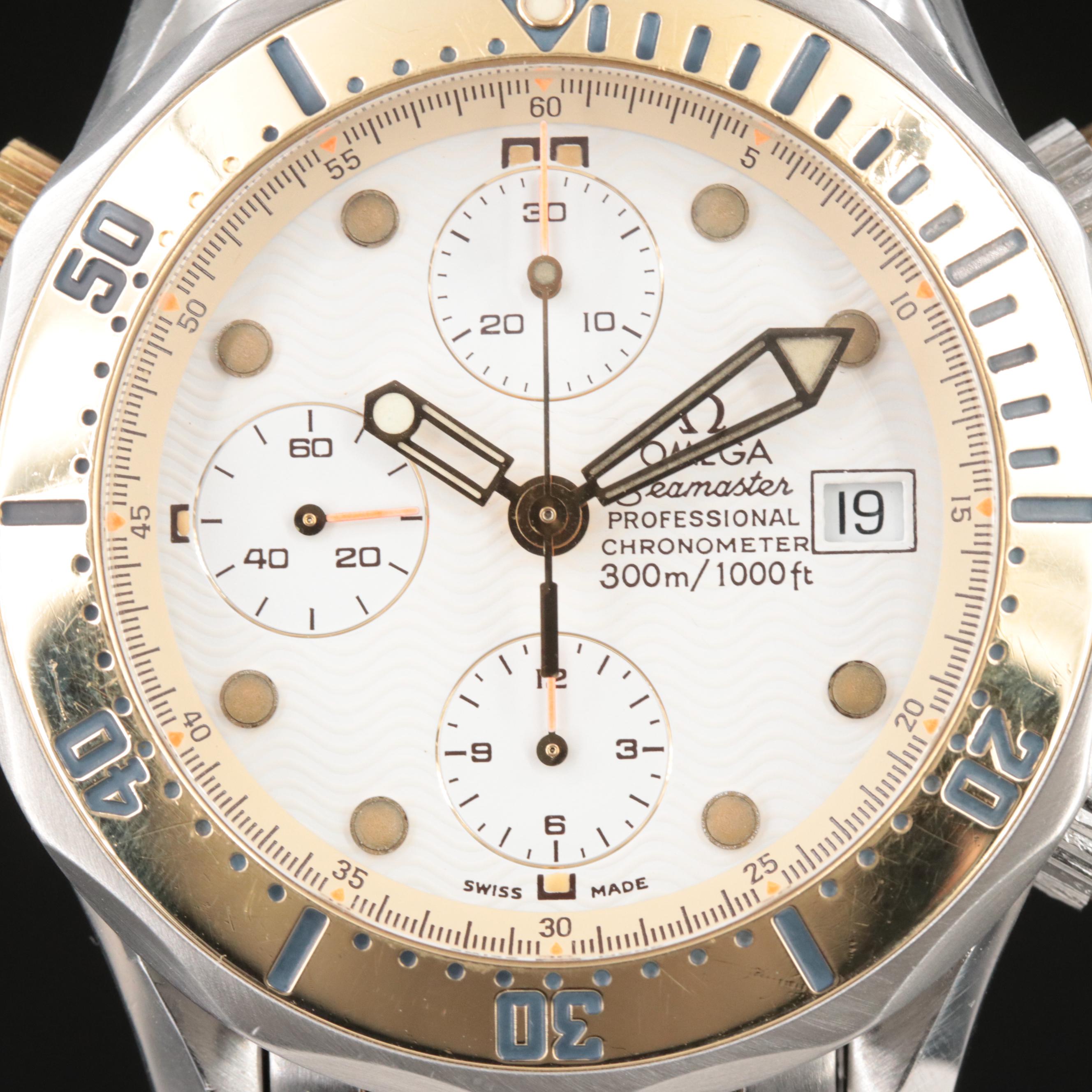 Omega Seamaster Pro Diver 18K Gold and Steel Chronograph Watch