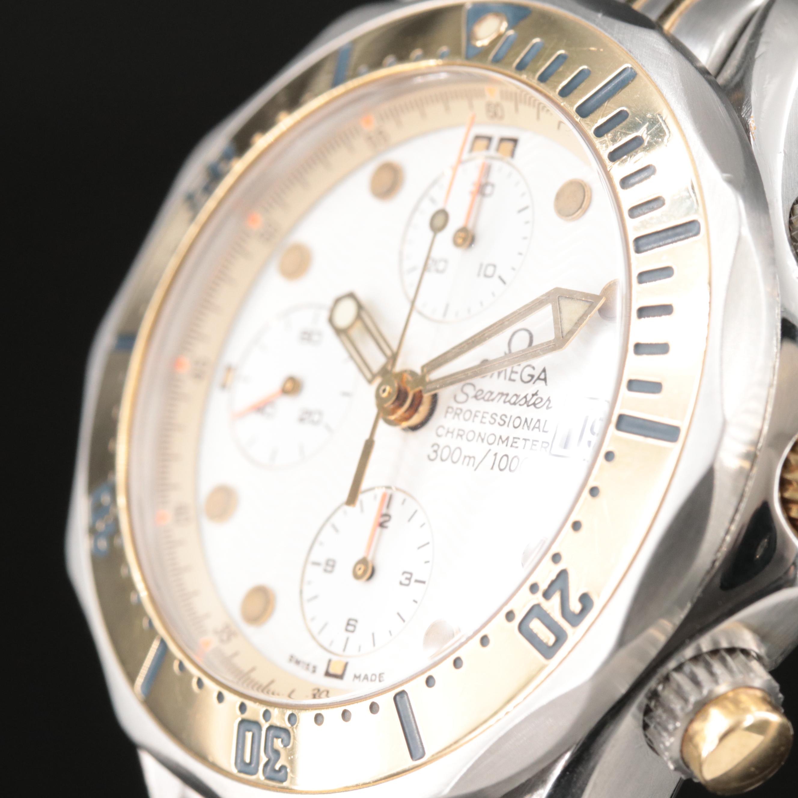 Omega Seamaster Pro Diver 18K Gold and Steel Chronograph Watch